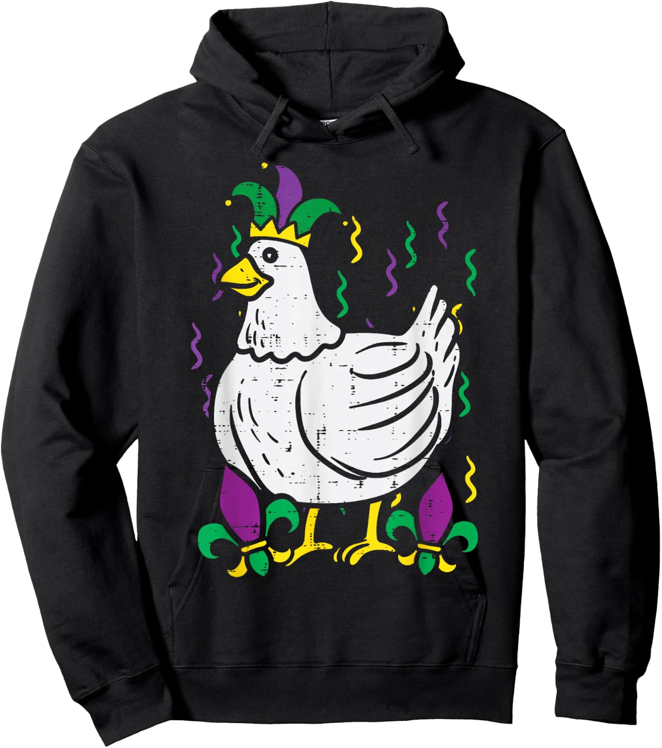 Mardi Gras Chicken Funny Outfit Farming Men Women Kids Hoodie - Hoodie | Black
