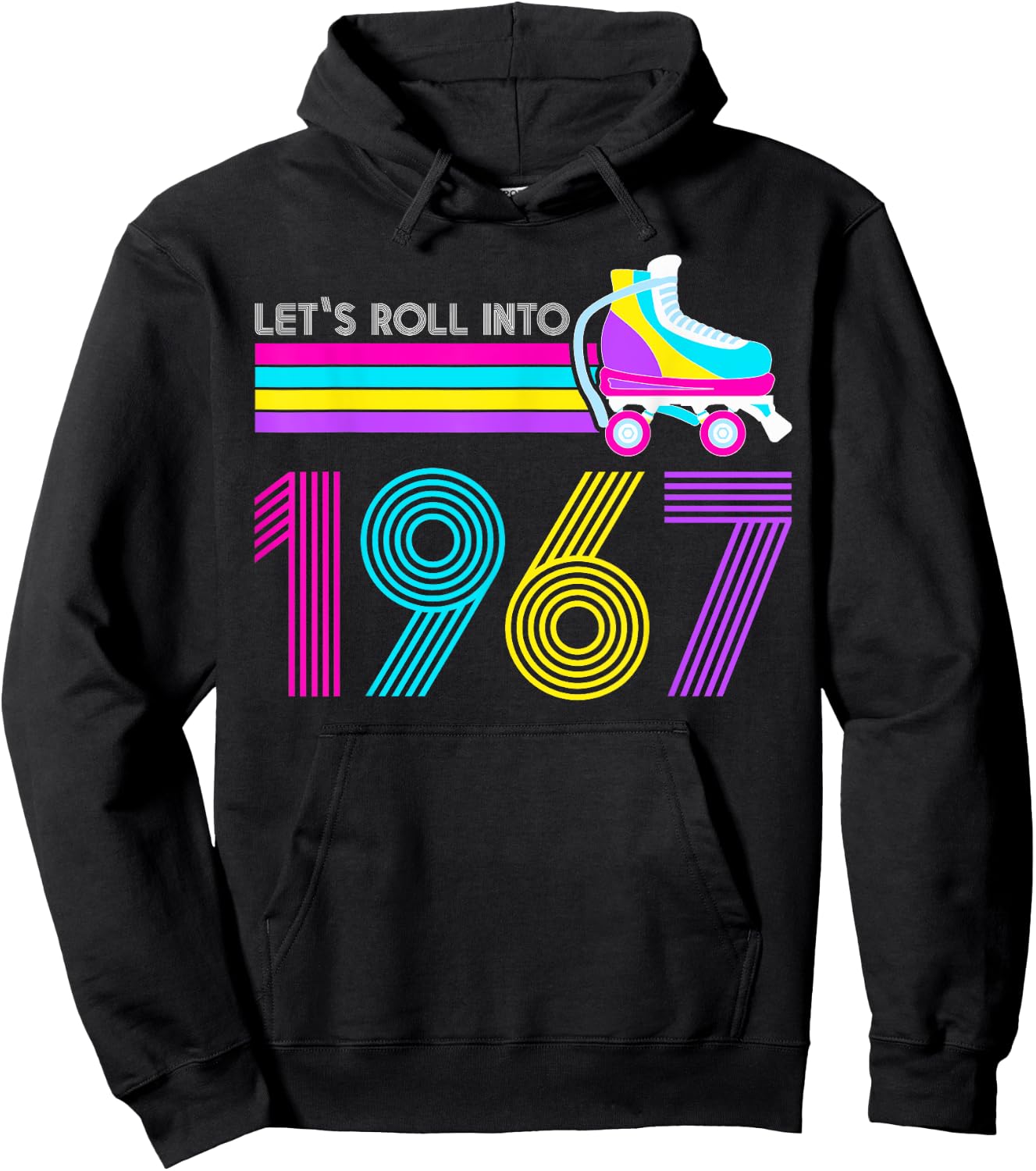 Lets Roll 1967 Birthday 55 Year Old Roller Skate 80s Turning Hoodie - Hoodie | Black