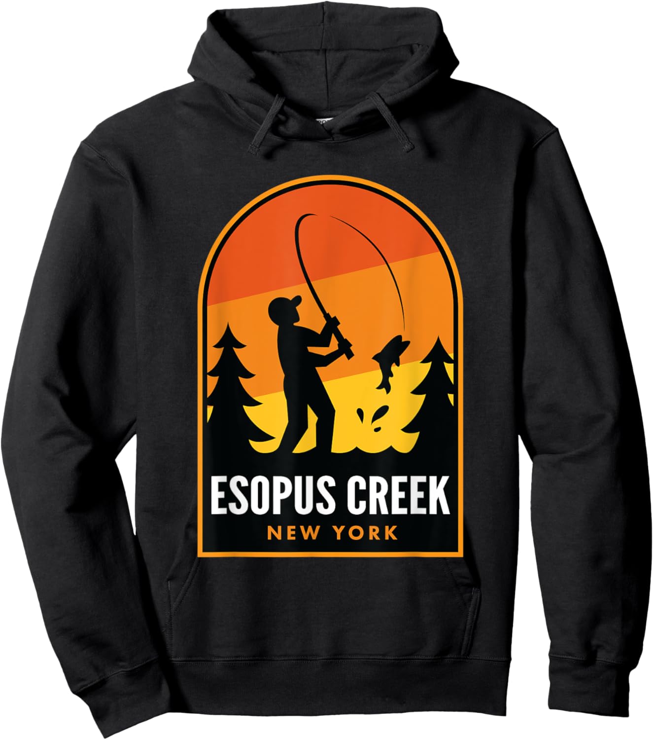 Esopus Creek New York Fishing Hoodie - Hoodie | Black