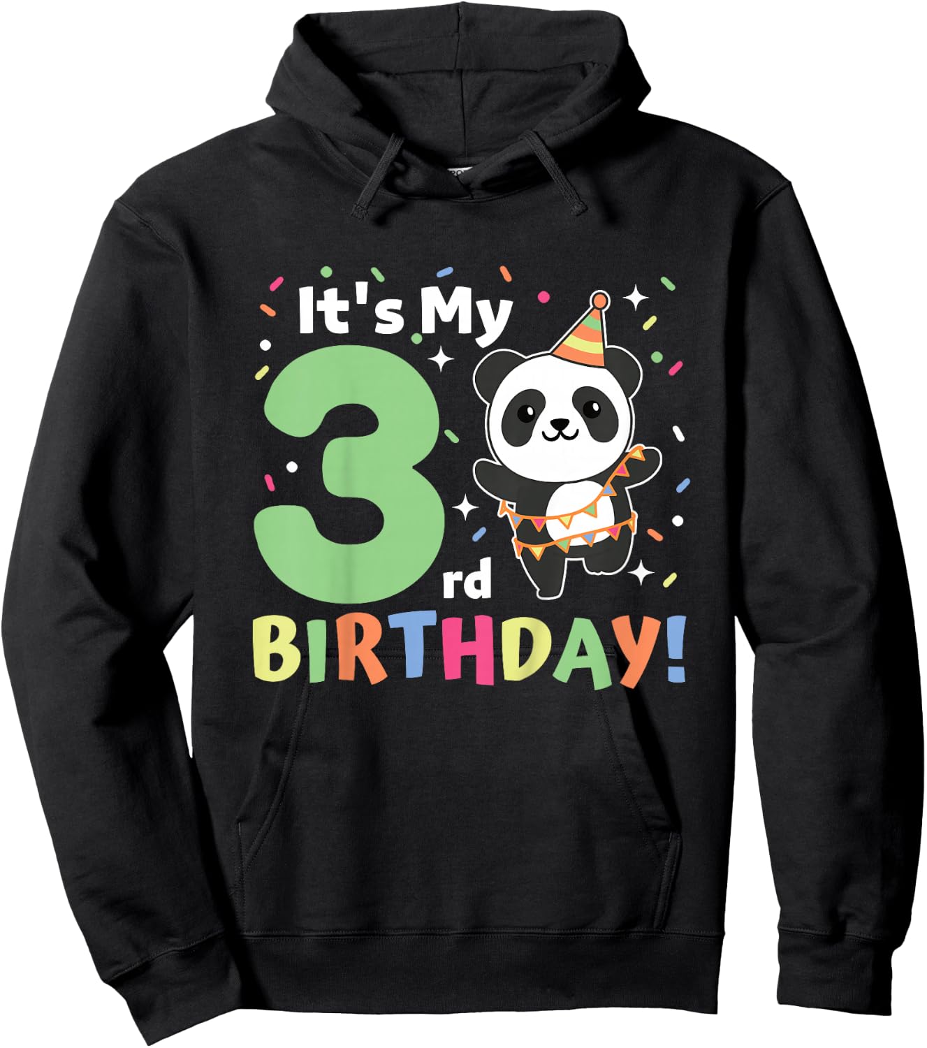 Panda 3rd Birthday For Kids Three Years Old Panda Hoodie - Hoodie | Black