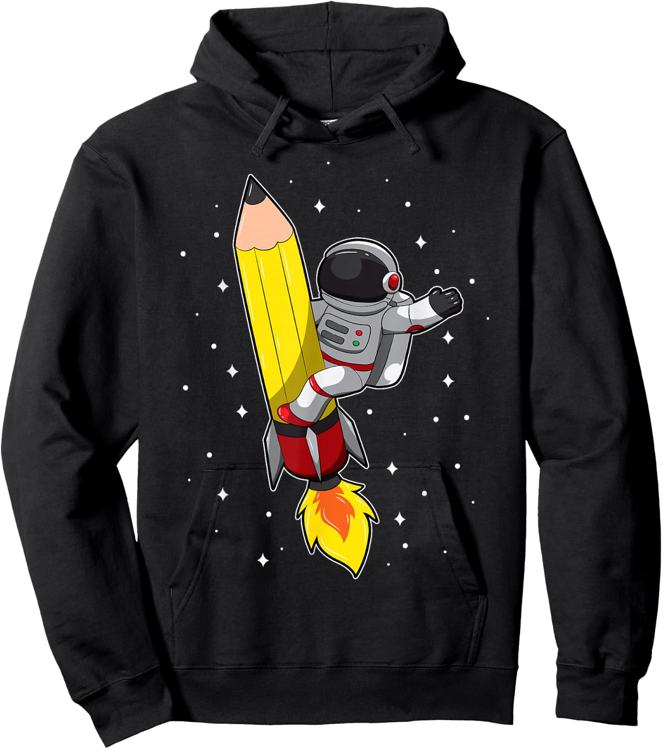 Back To School Astronaut Pencil Rocket Space Funny Kids Hoodie - Hoodie | Black