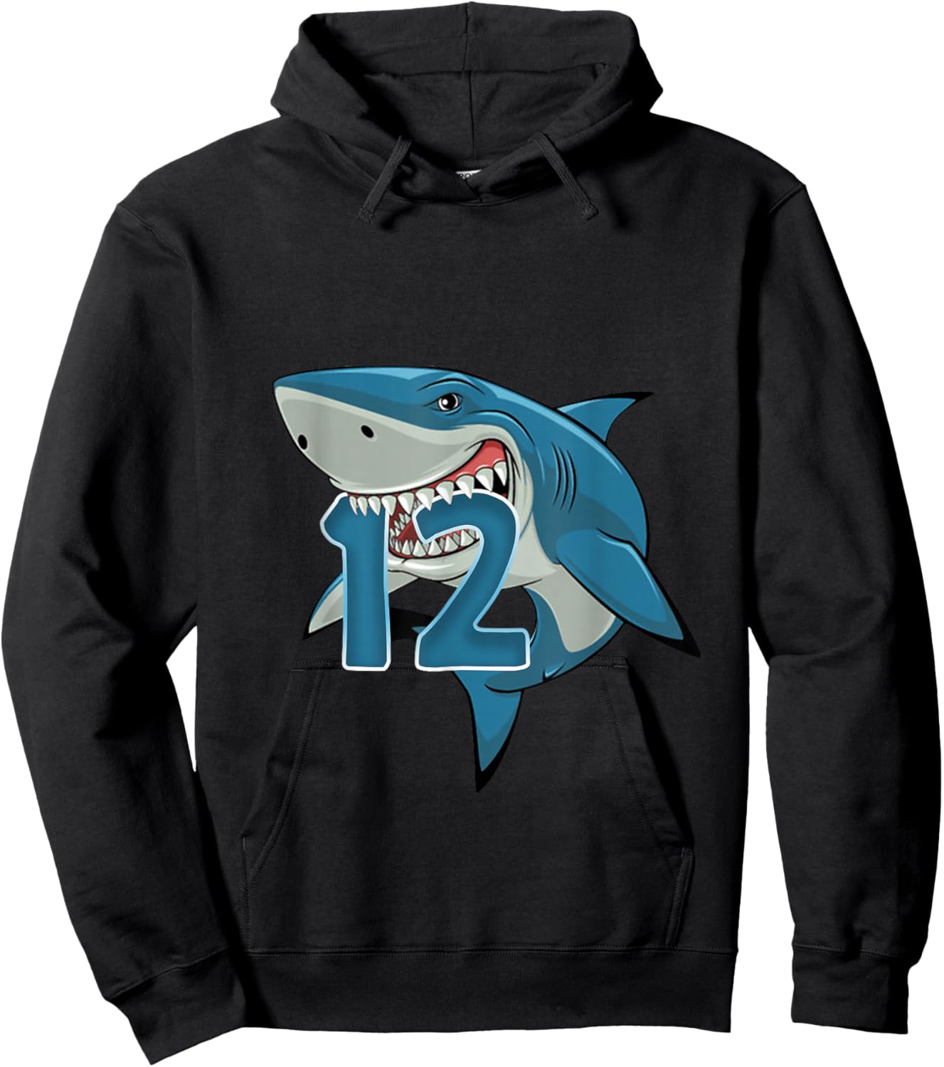 Kids 12 Year Old Shark Shirt 12th Birthday Shark Theme Party Hoodie - Hoodie | Black