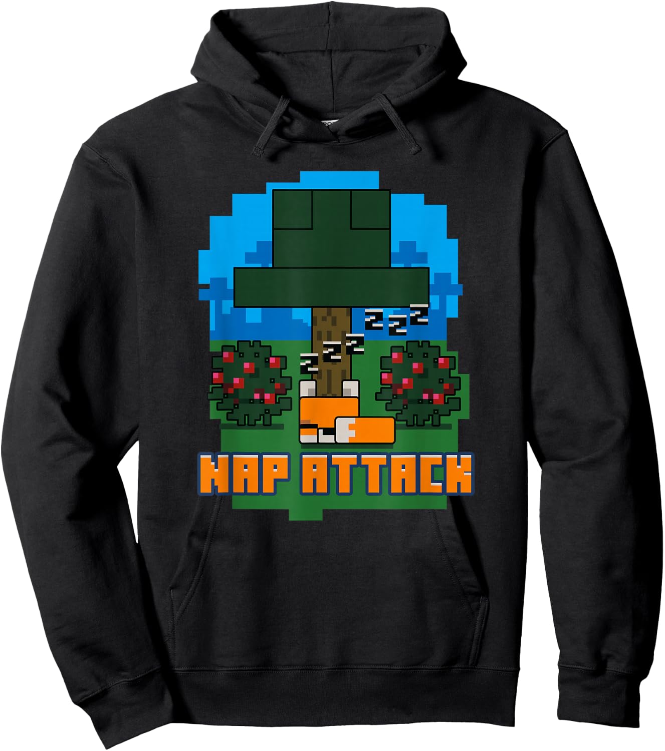 Minecraft Fox Sleeping Nap Attack Poster Hoodie - Hoodie | Black