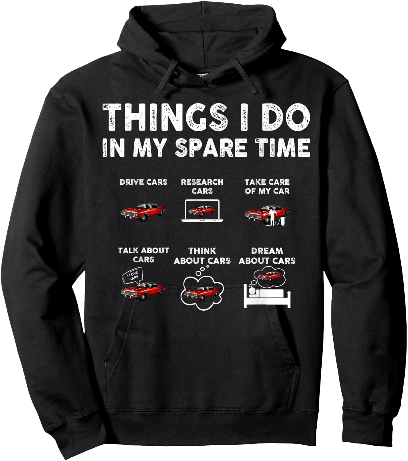 Things I Do In My Spare Time Funny Car Enthusiast Car Guy Hoodie - Hoodie | Black