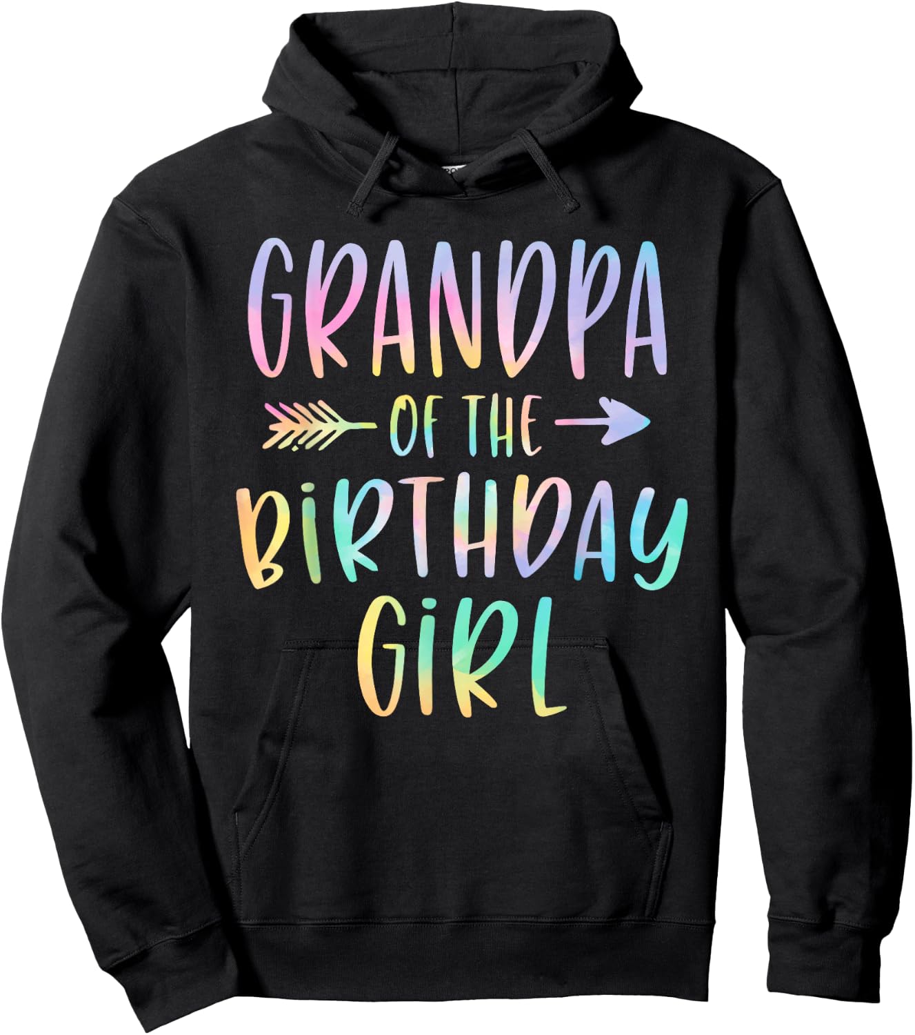 Grandpa of the Birthday Girl Tie Dye Colorful Bday Hoodie - Hoodie | Black