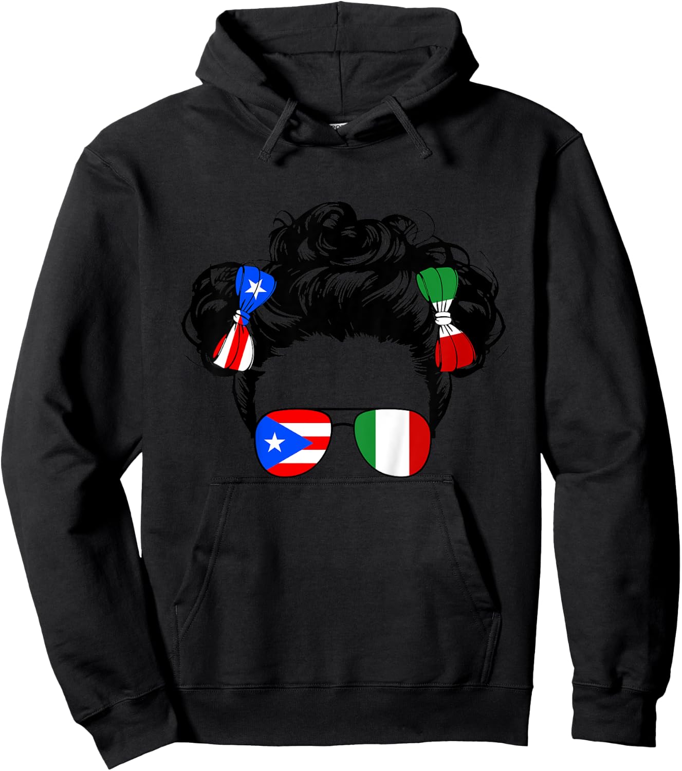 Half Italian And Puerto Rican Rico Italy Flag Girl Baby Kids Hoodie - Hoodie | Black