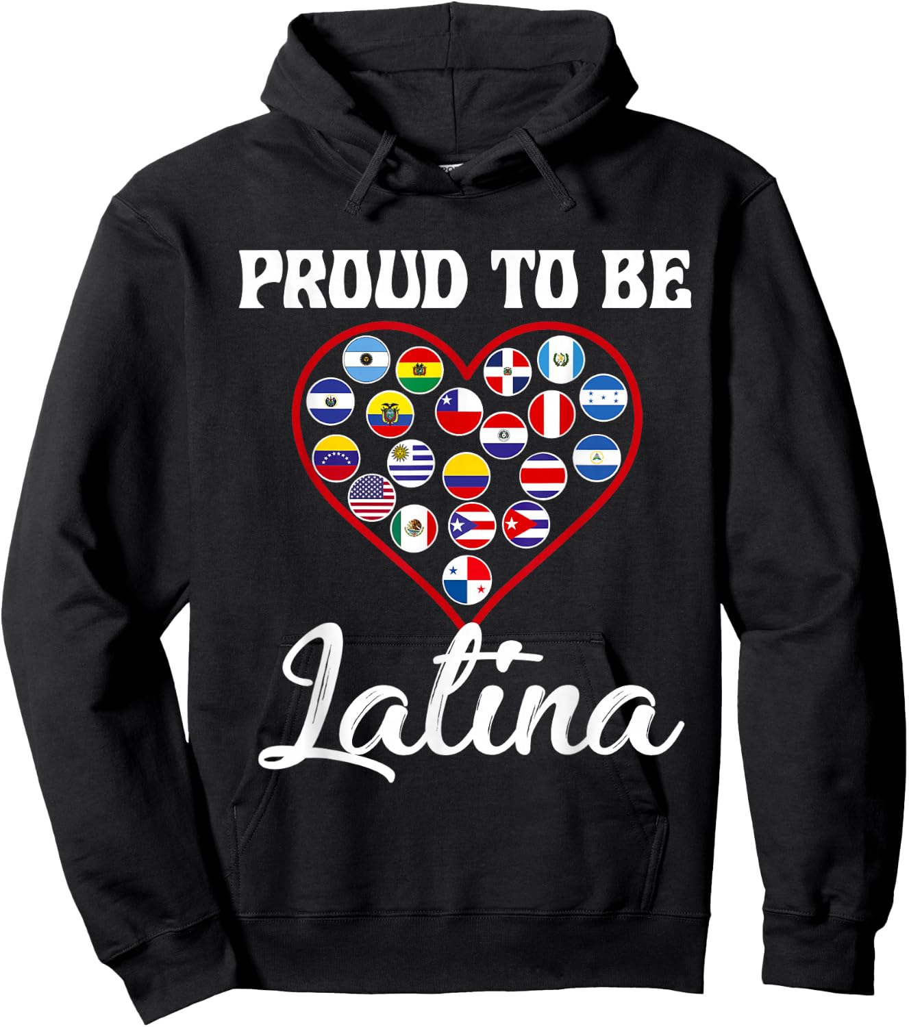 Hispanic Heritage Month 2022 Proud Latina Countries Flag Hoodie - Hoodie | Black