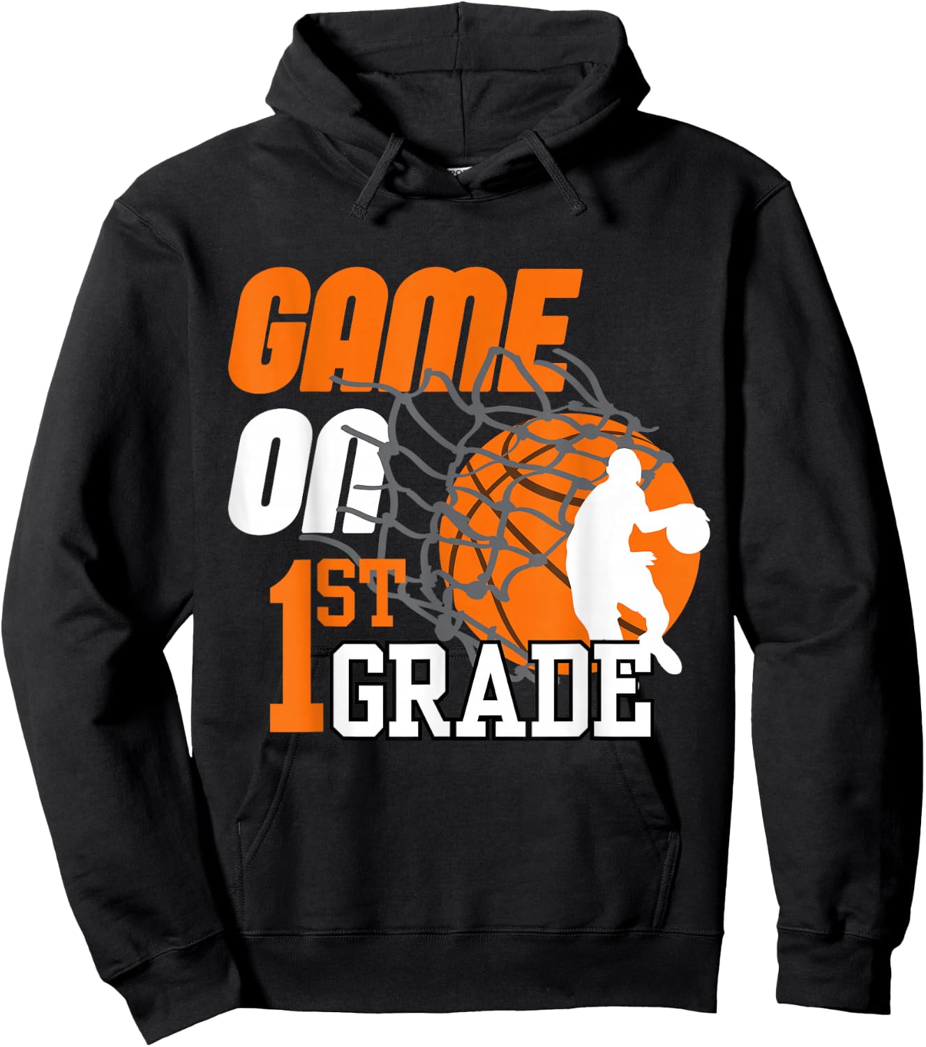 Boys Game On 1st Grade Basketball Back To School Teacher Kid Hoodie - Hoodie | Black