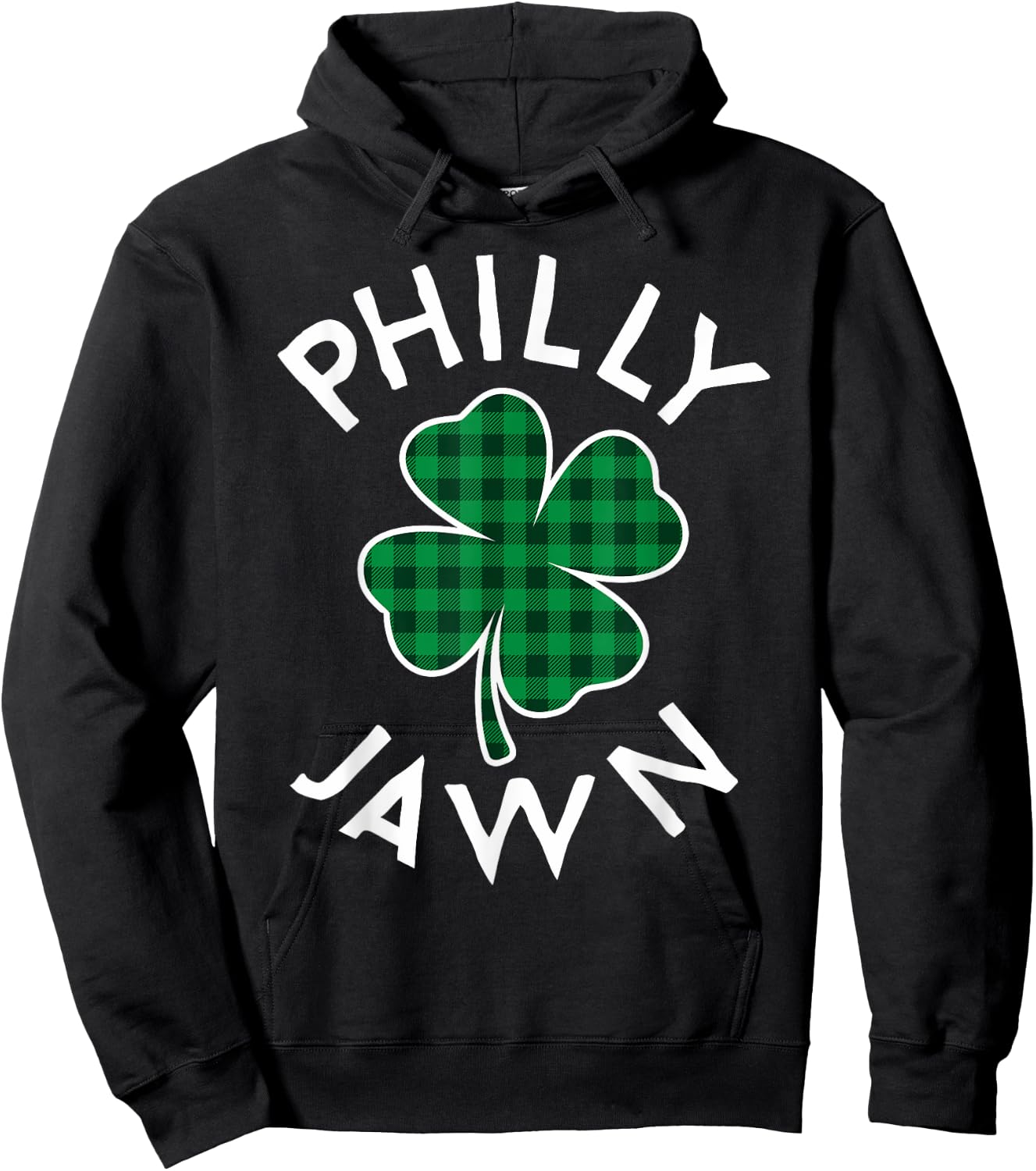 Philly Jawn Philadelphia Plaid Lucky Clover St Patrick's Day Hoodie - Hoodie | Black