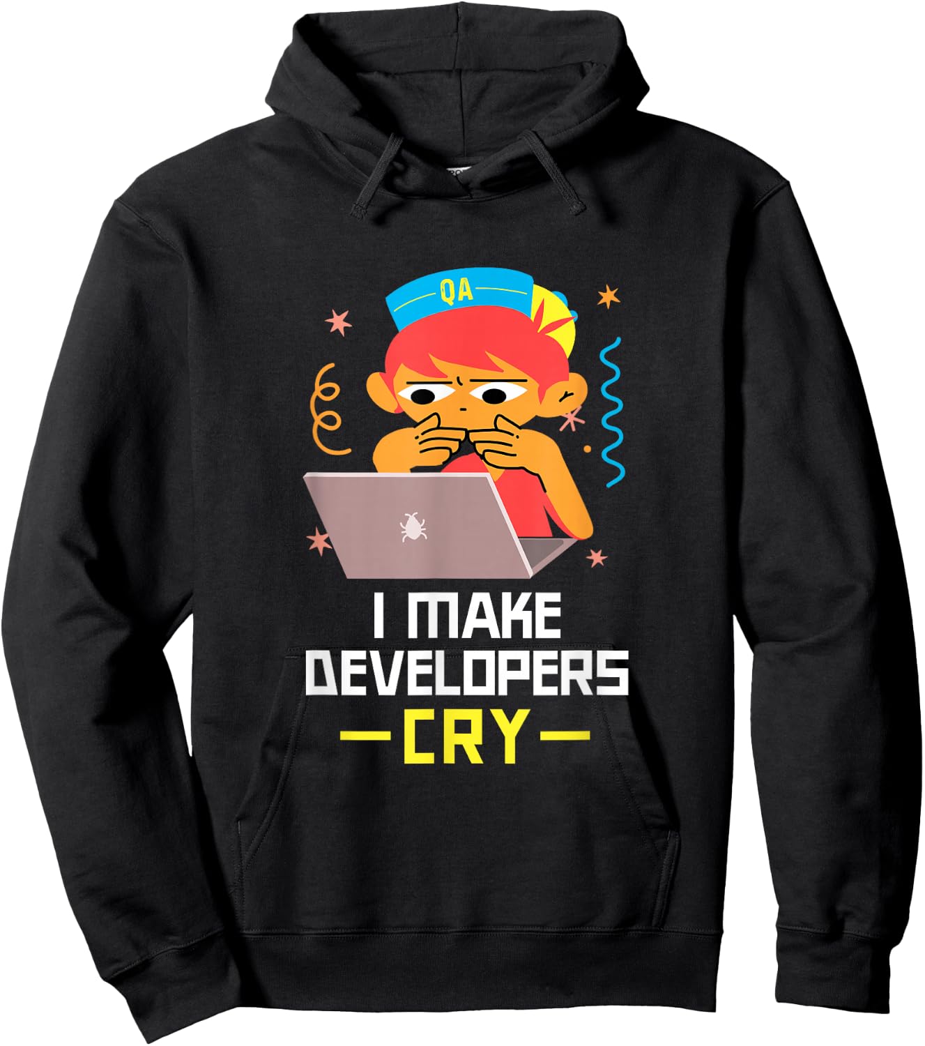 QA Tester T Shirt I Make Developers Cry QA Engineer Funny QA Hoodie - Hoodie | Black
