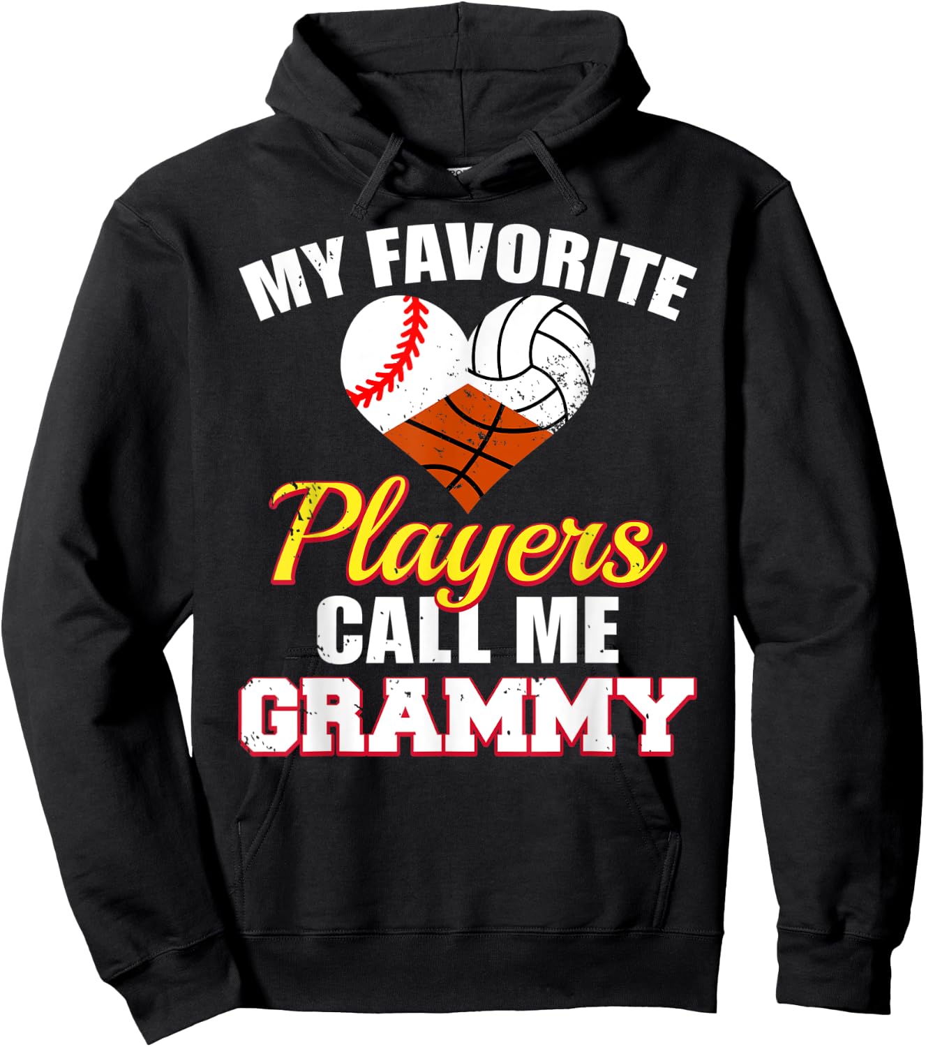 My Favorite Players Baseball Volleyball Basketball Grammy Hoodie - Hoodie | Black