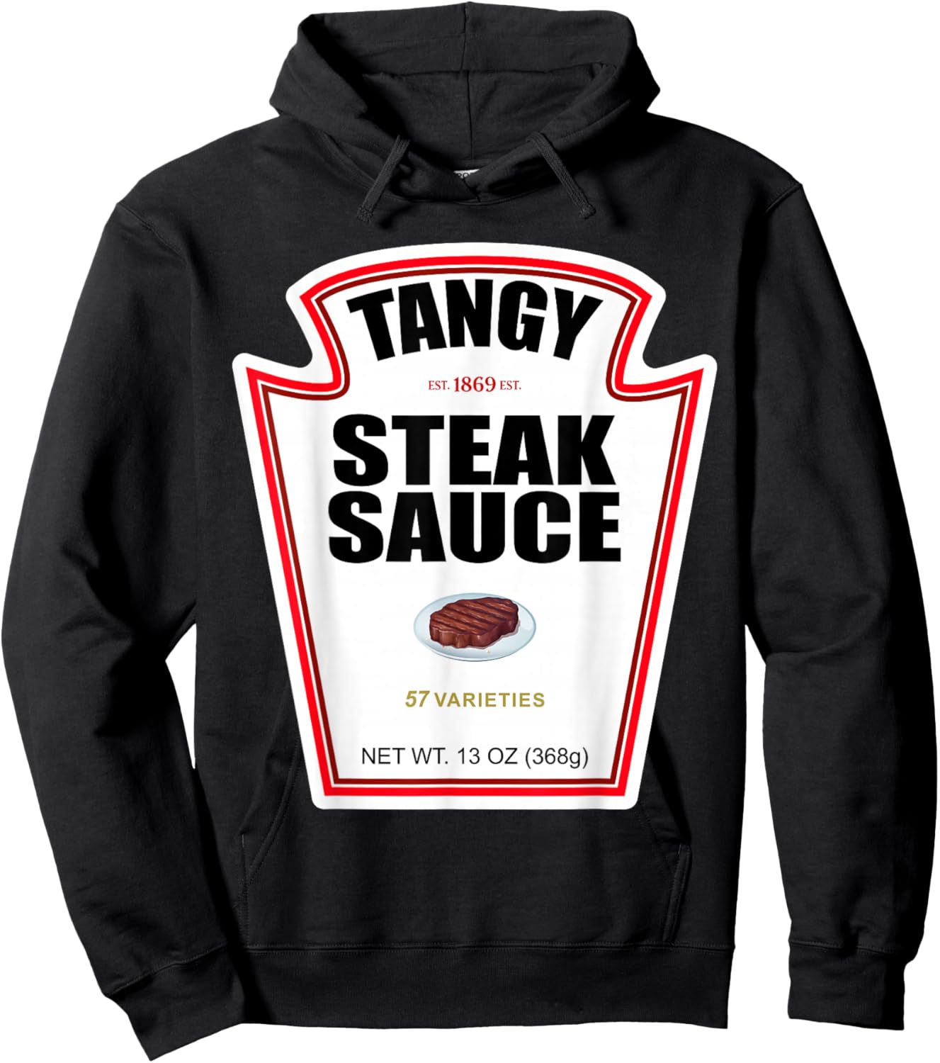 Steak Sauce Bottle Label Funny Halloween Costume Outfit Hoodie - Hoodie | Black