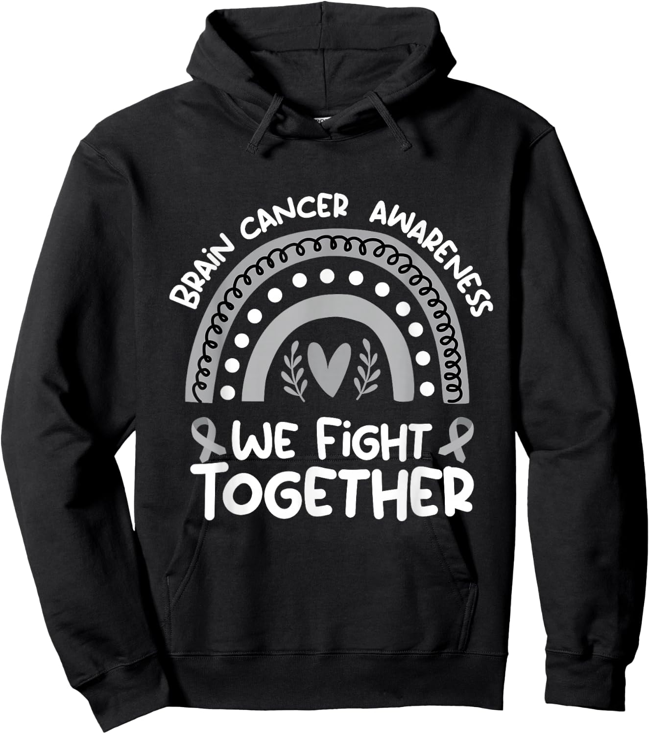 We Fight Together Brain cancer Awareness Shirt Brain cancer Hoodie - Hoodie | Black