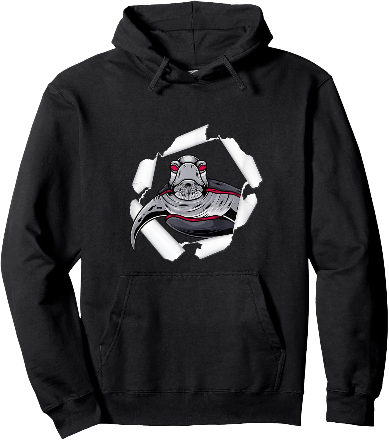 Ripped Turtle Sea Turtles Tortoise Beach Ocean Animal Women Kids Hoodie - Hoodie | Black