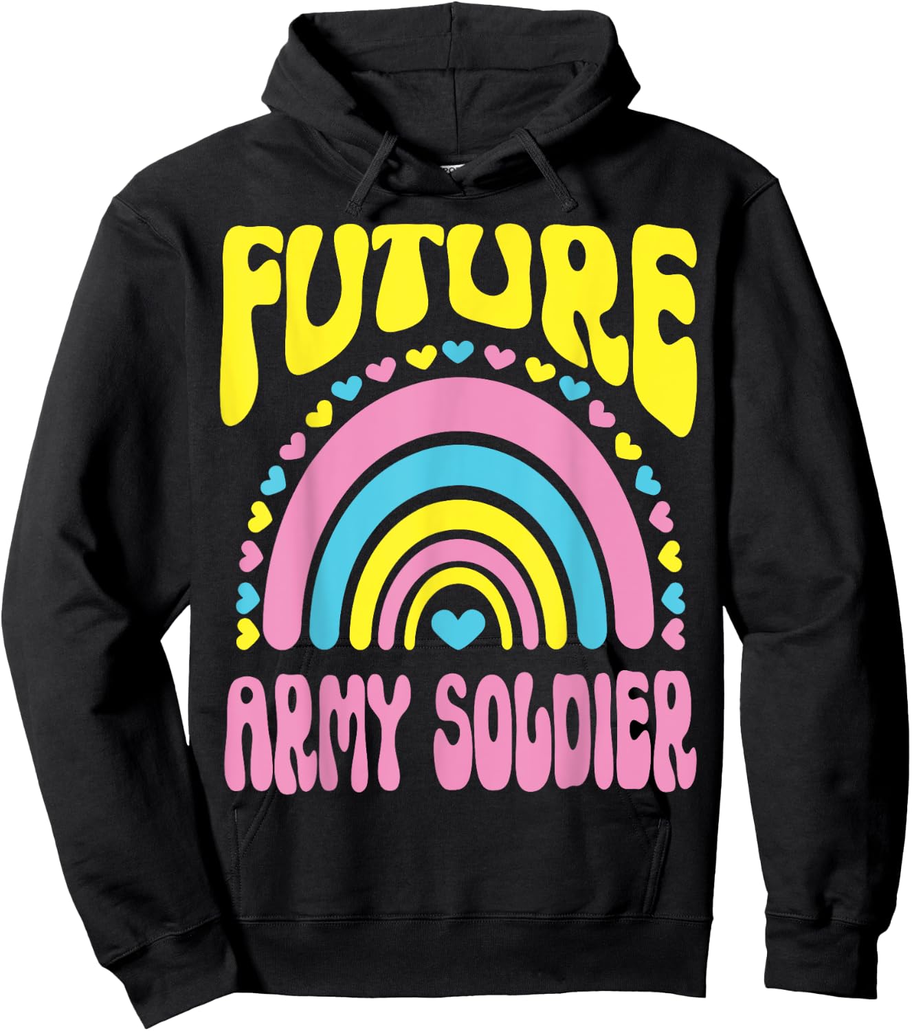 Future Army Soldier Bright Retro Rainbow Occupation Hoodie - Hoodie | Black