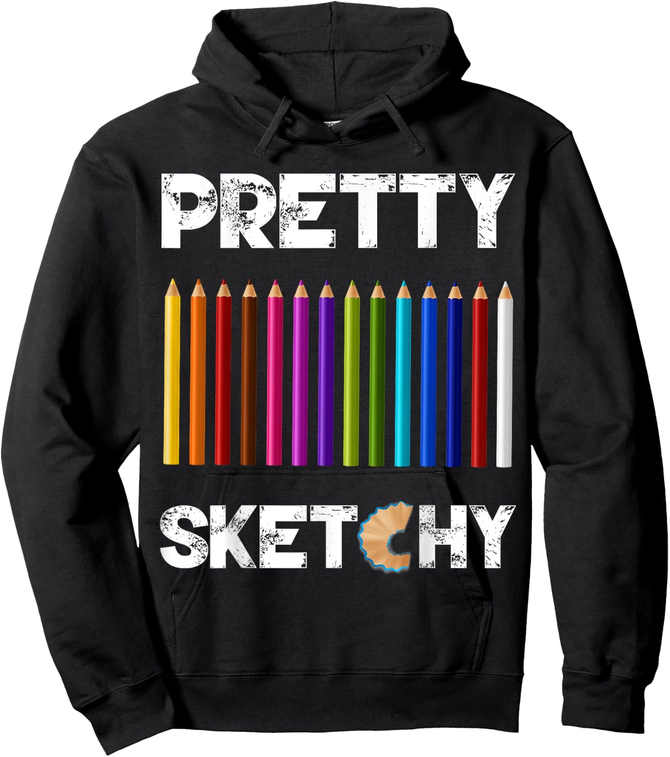 Pretty Sketchy Fun Art Lover Colored Pencils Artists Hoodie - Hoodie | Black