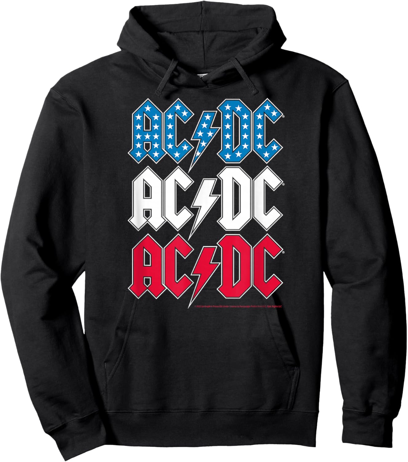 ACDC - Red White Blue Americana Stacked Logo Hoodie - Hoodie | Black