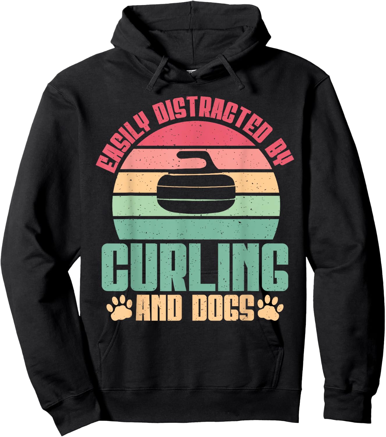 Easily distracted by Curling and Dogs Lover Curling Hoodie - Hoodie | Black