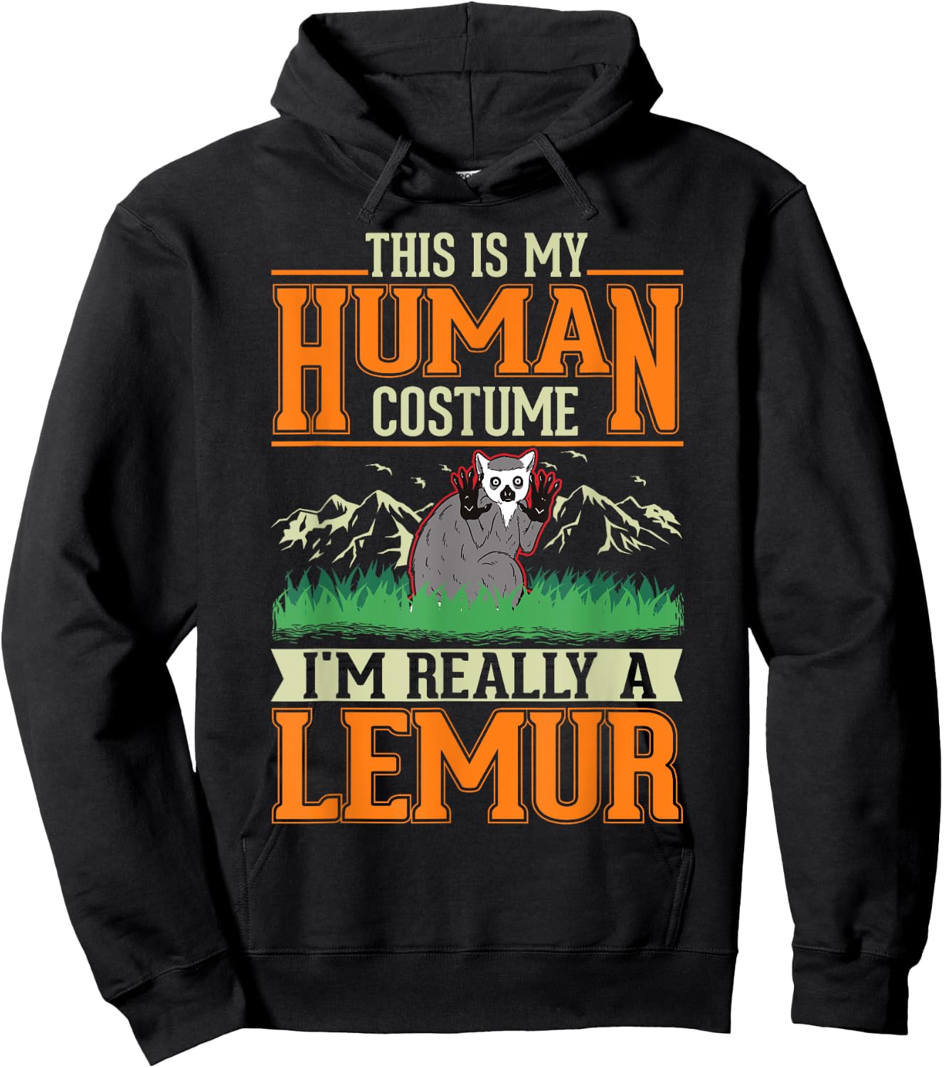Lemur Human Costume Halloween Lemur Hoodie - Hoodie | Black
