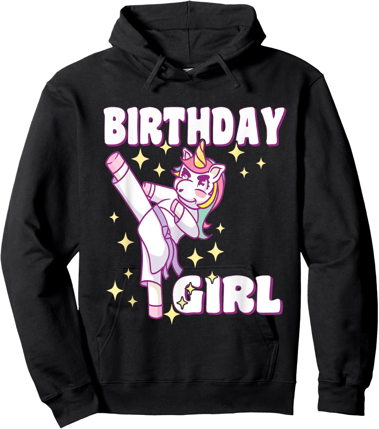 Birthday Karate Unicorn Girl Hoodie - Hoodie | Black