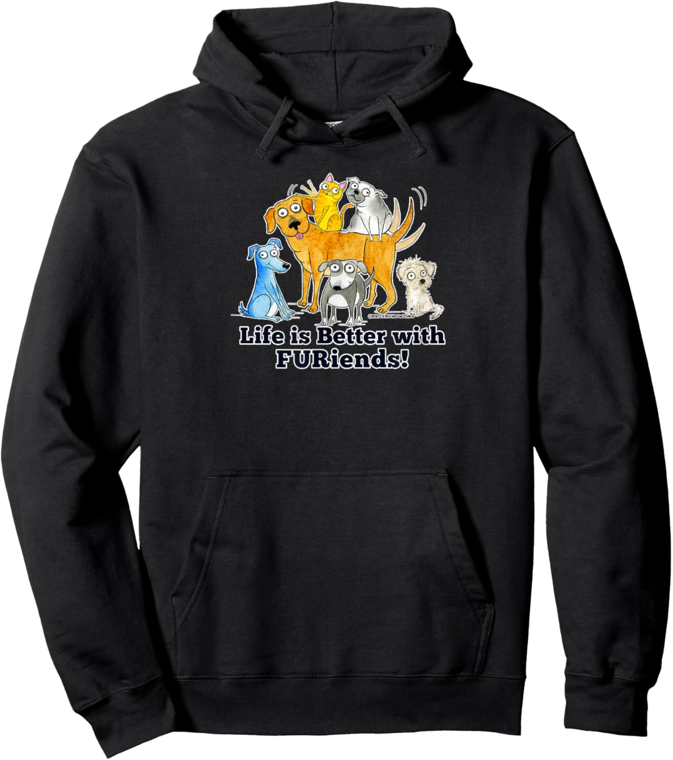 Red and Howling Life is Better with FURiends Hoodie - Hoodie | Black