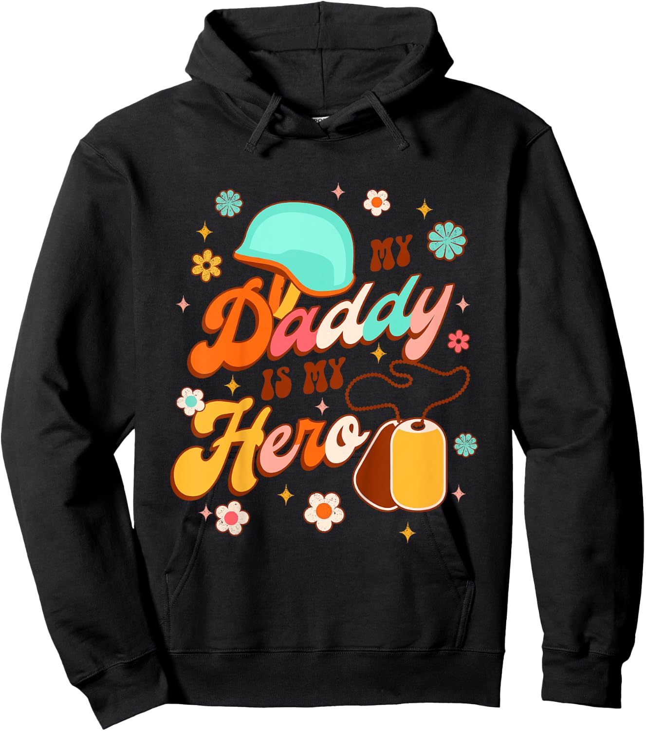 Kids Proud Army Dad Daddy & Me Father’s Day My Daddy Is My Hero Hoodie - Hoodie | Black