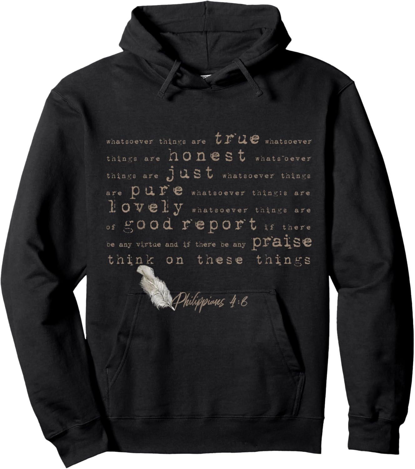 Think On These Things (Philippians 4:8) Bible Verse Hoodie - Hoodie | Black