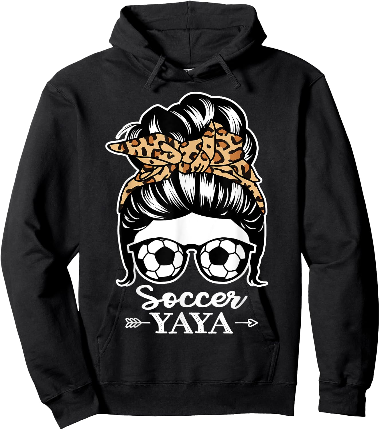 Soccer Yaya Messy Bun Hair Funny Soccer Player Yaya Hoodie - Hoodie | Black