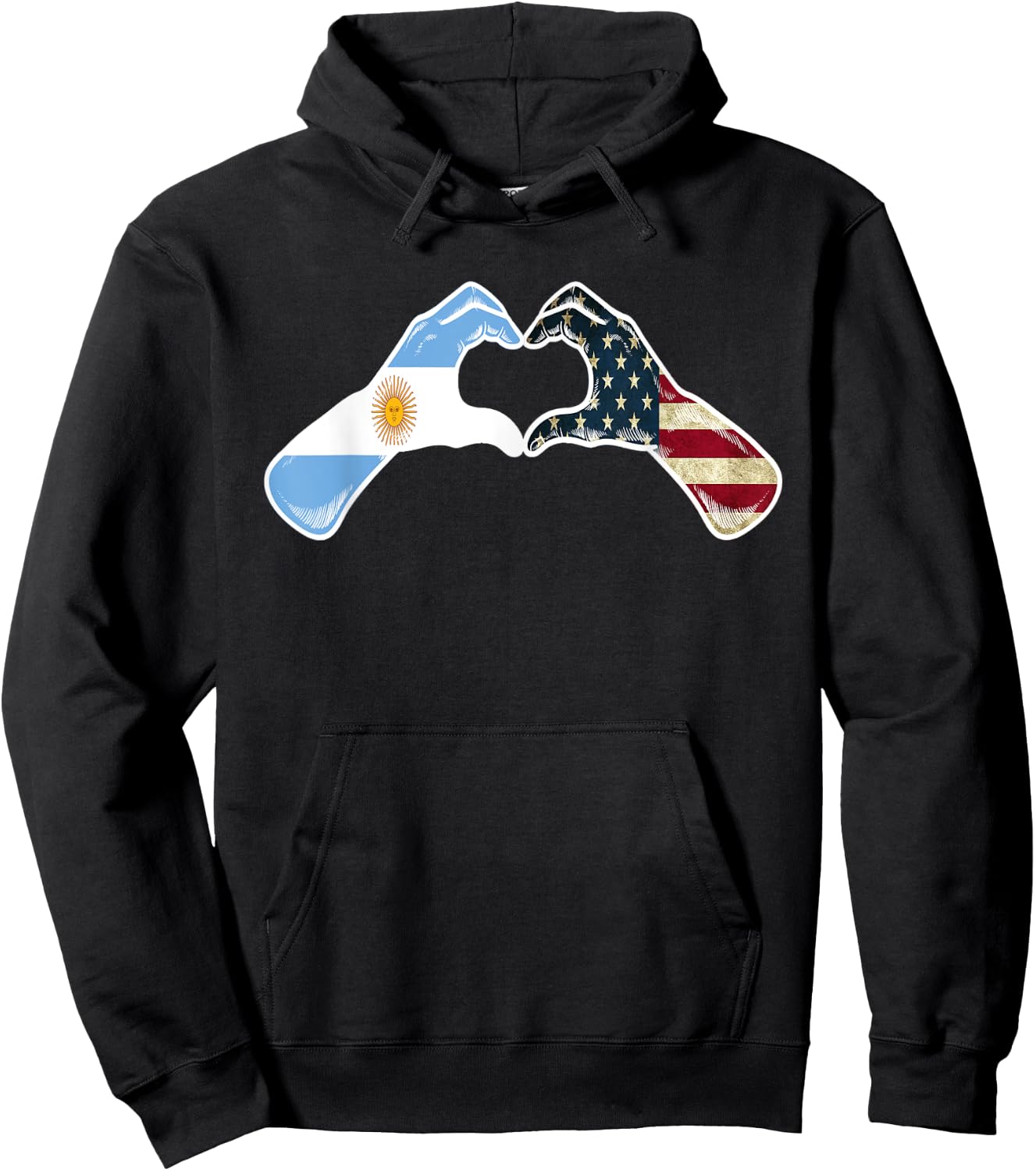 Argentine American USA Flag - USA Argentinian Heart Hoodie - Hoodie | Black