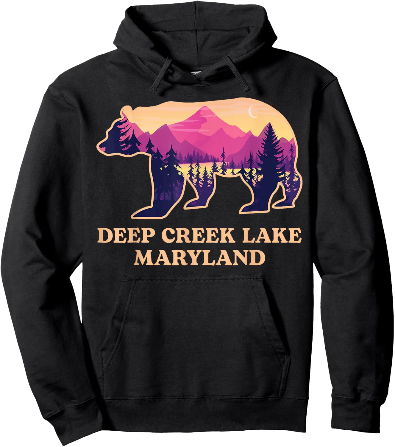 Vintage Bear Deep Creek Lake Maryland Retro Lake Souvenirs Hoodie - Hoodie | Black
