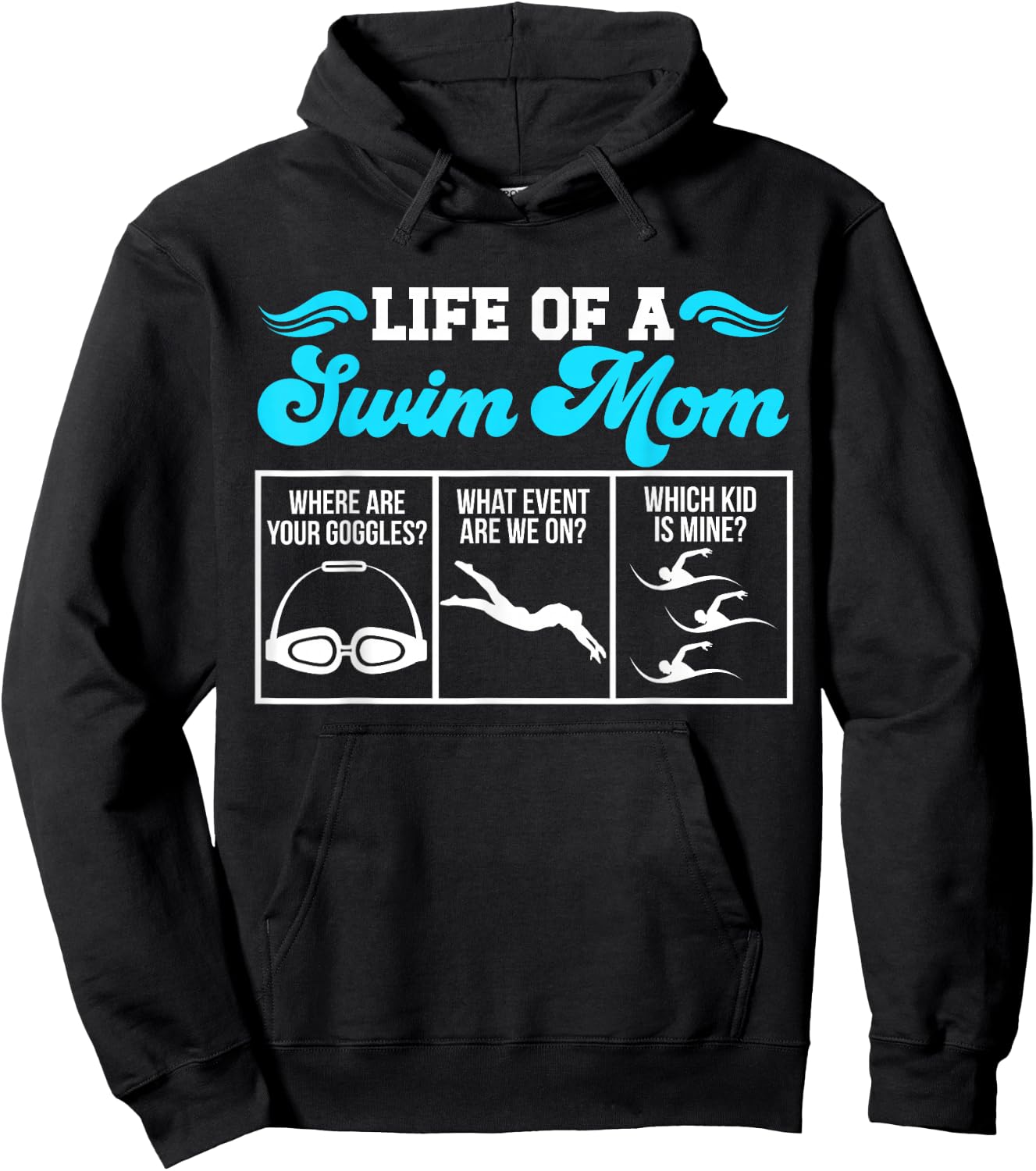 Life of A Swim Mom of A Swimmer Mother Swimming Mama Hoodie - Hoodie | Black