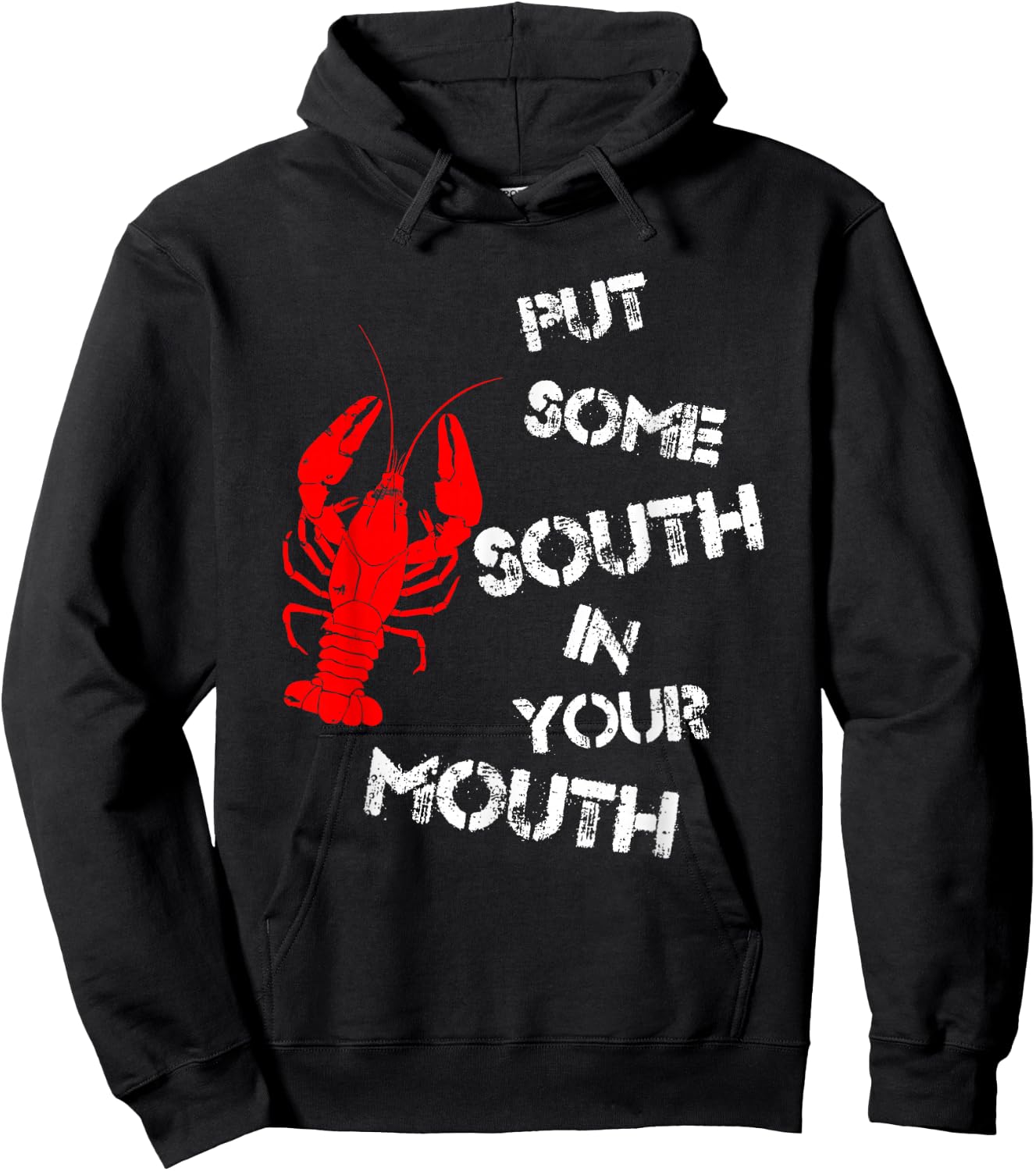 Put Some South In Your Mouth Funny Shrimp Hoodie - Hoodie | Black
