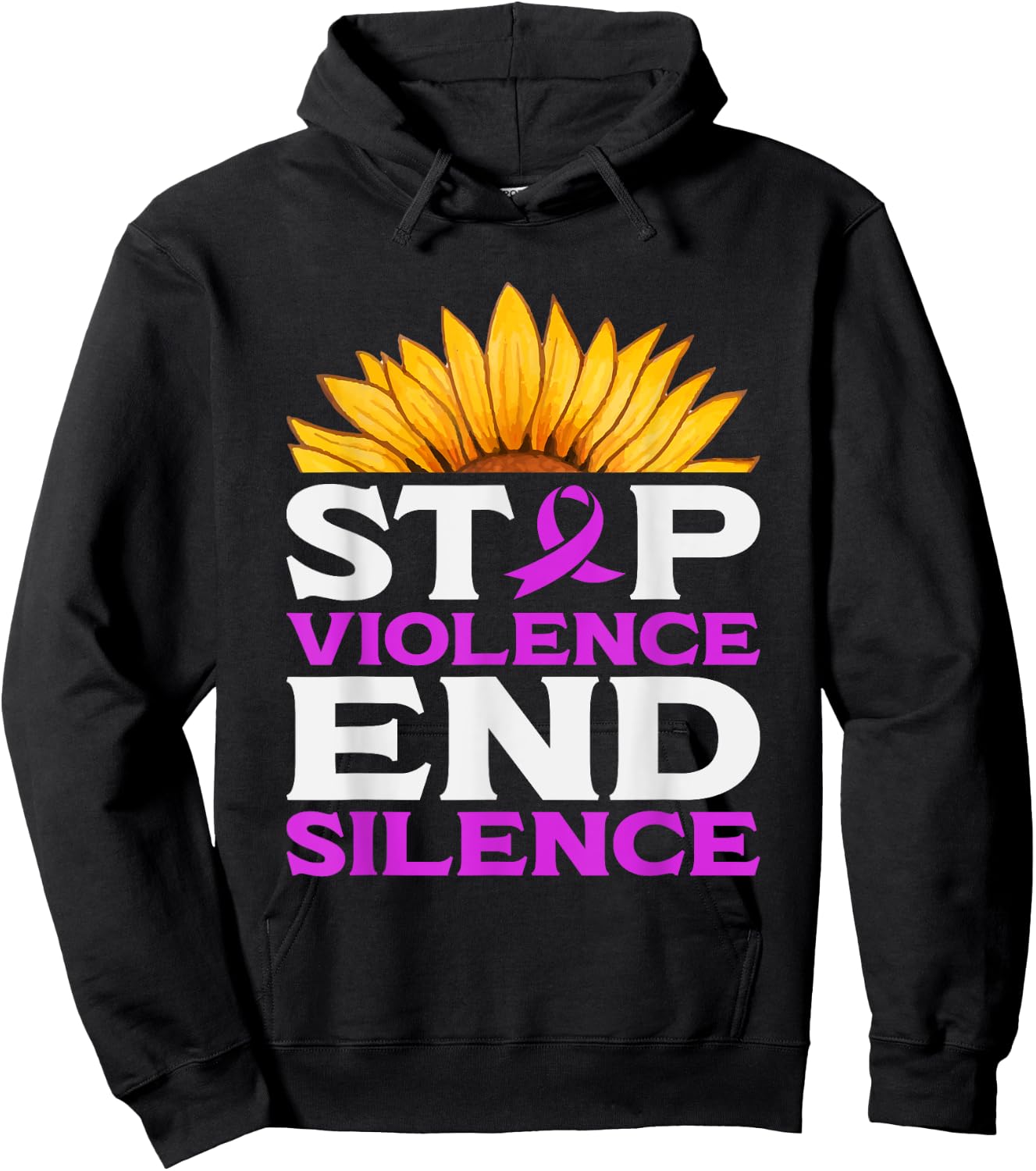 Stop Violence End Silence | Domestic Violence Awareness Hoodie - Hoodie | Black