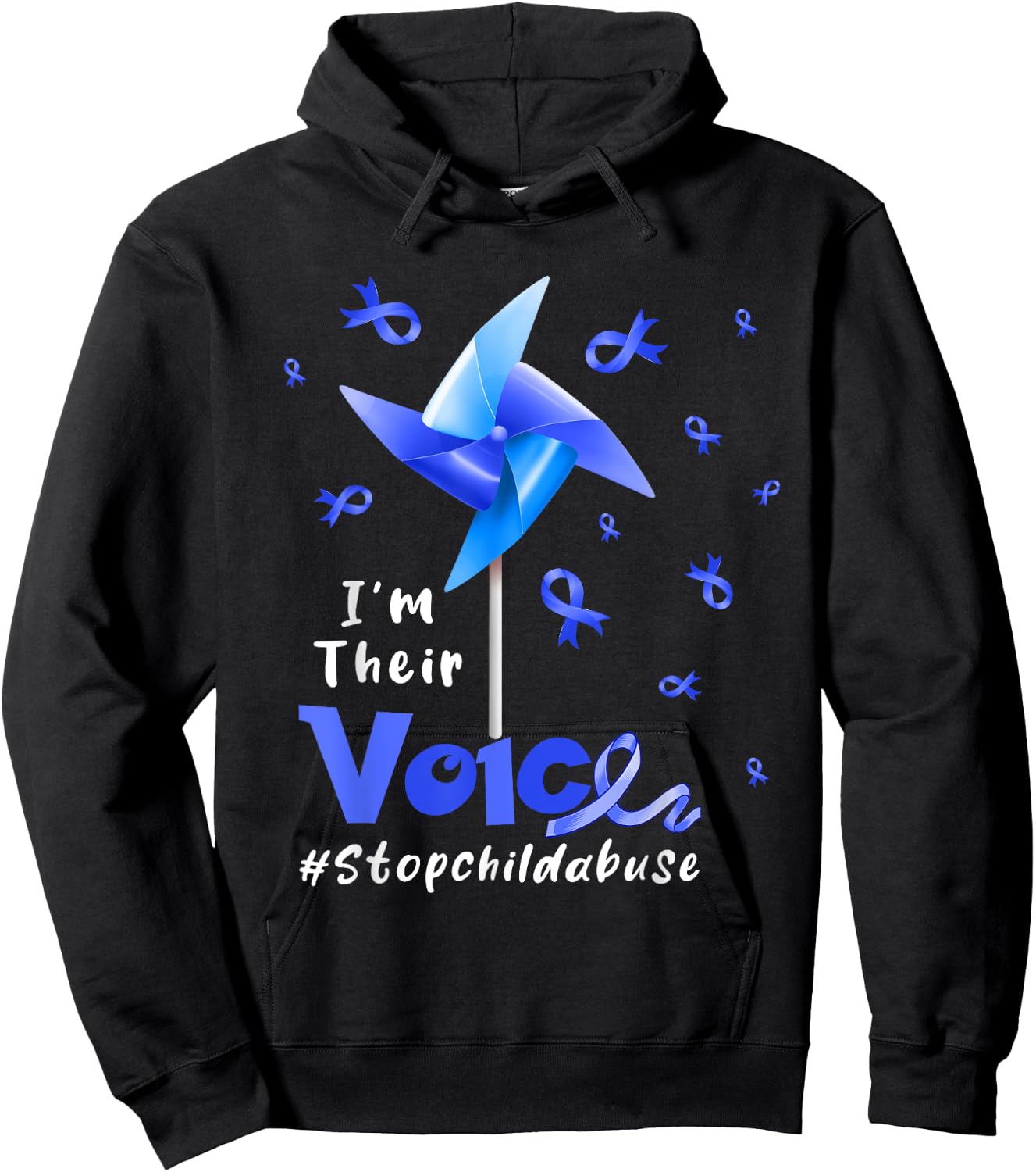 I'm Their Voice Stop Child Abuse Proud Prevention Awareness Hoodie - Hoodie | Black