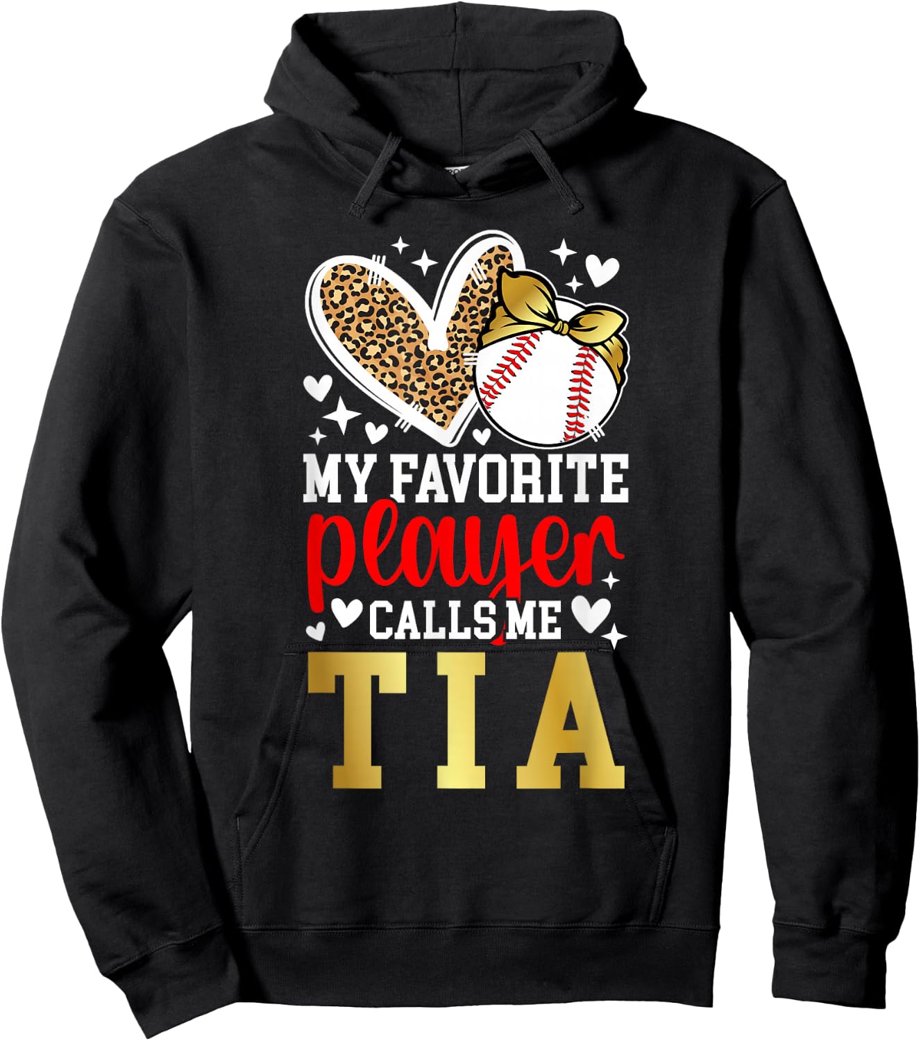 My Favorite Baseball Player Calls Me Tia Baseball Tia Aunt Hoodie - Hoodie | Black
