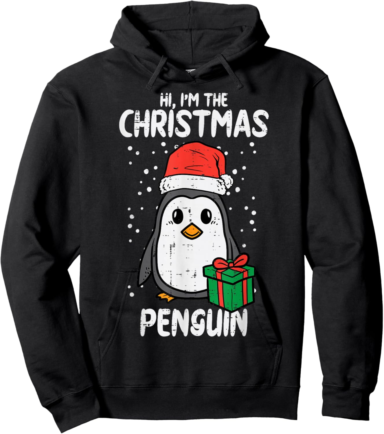 Christmas Penguin Santa Cute Xmas Men Women Boys Girls Kids Hoodie - Hoodie | Black