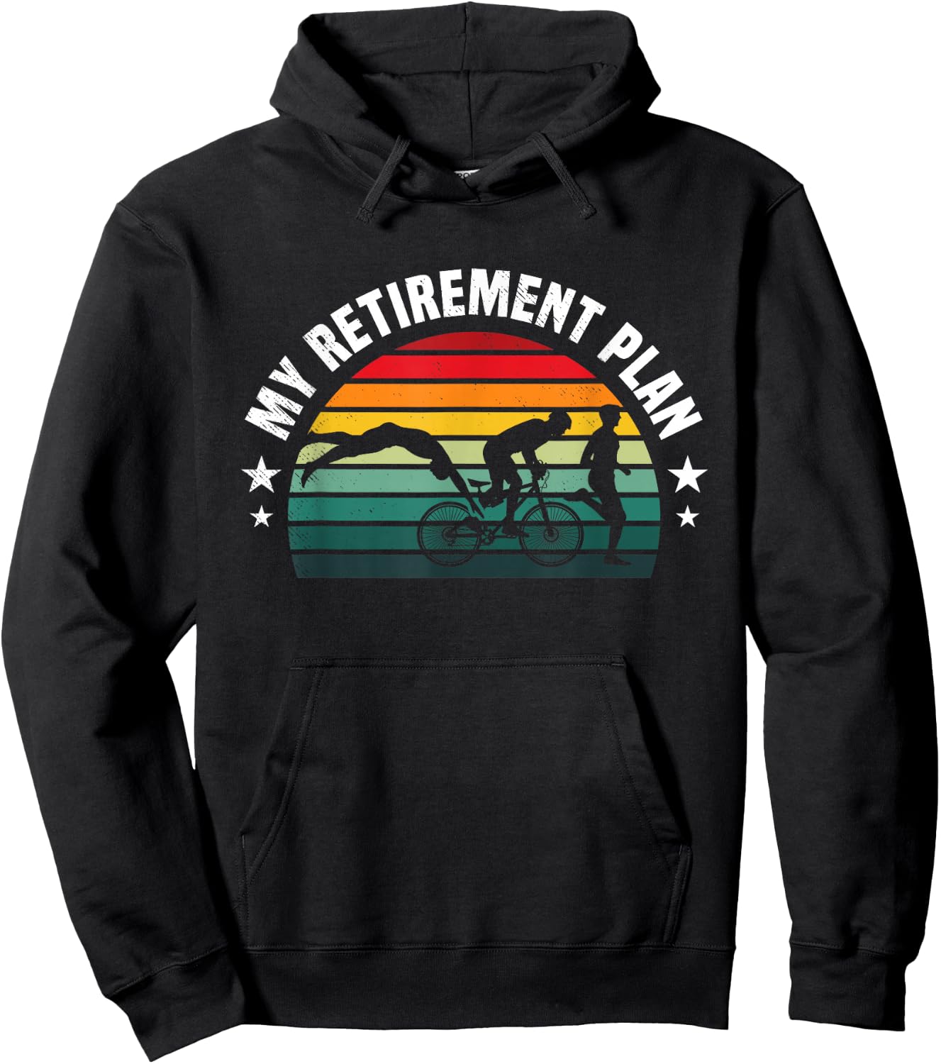 Triathlon retirement plan retro sunset art Hoodie - Hoodie | Black