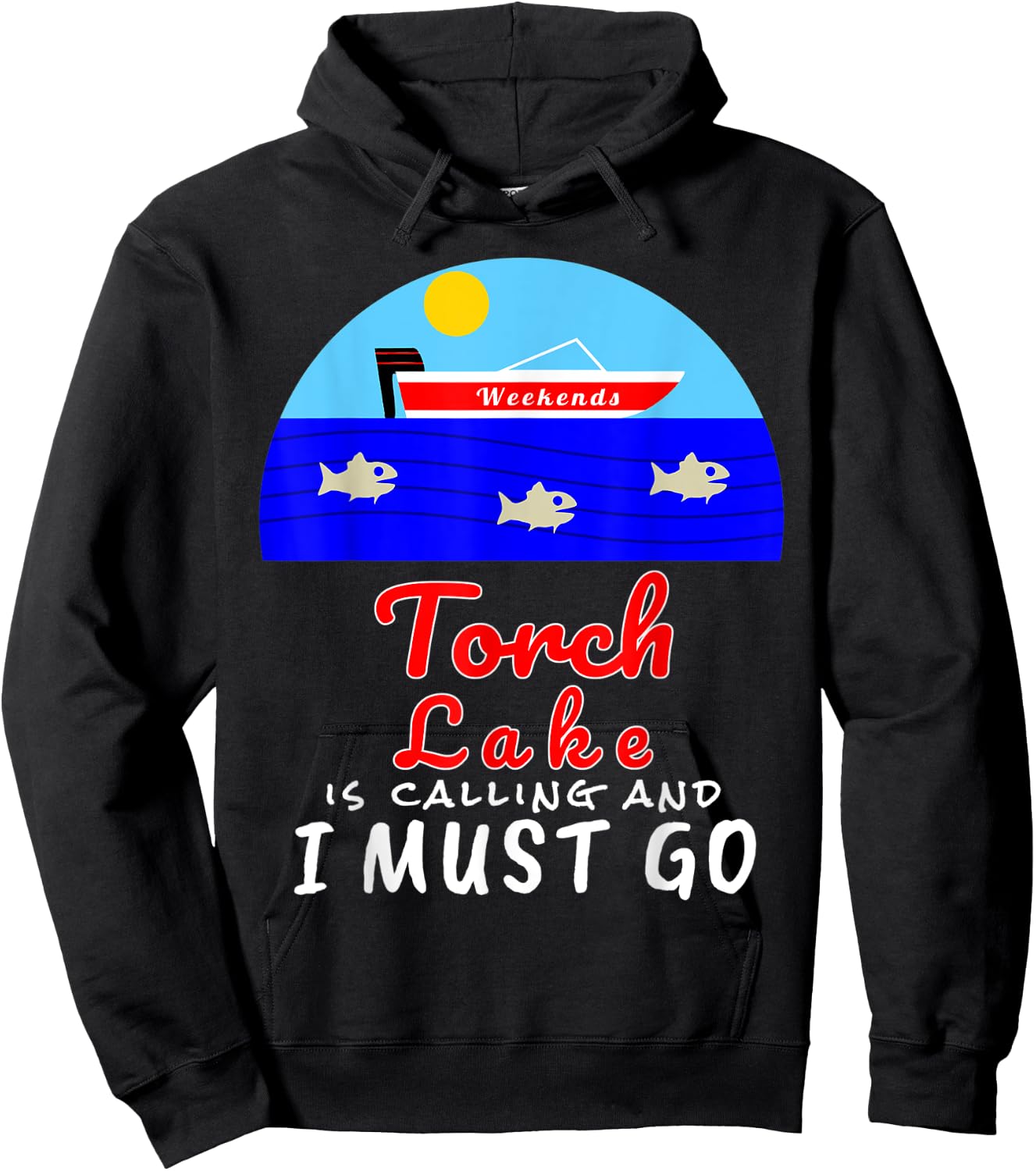 Torch Lake Michigan Shirt Souvenir Hoodie - Hoodie | Black