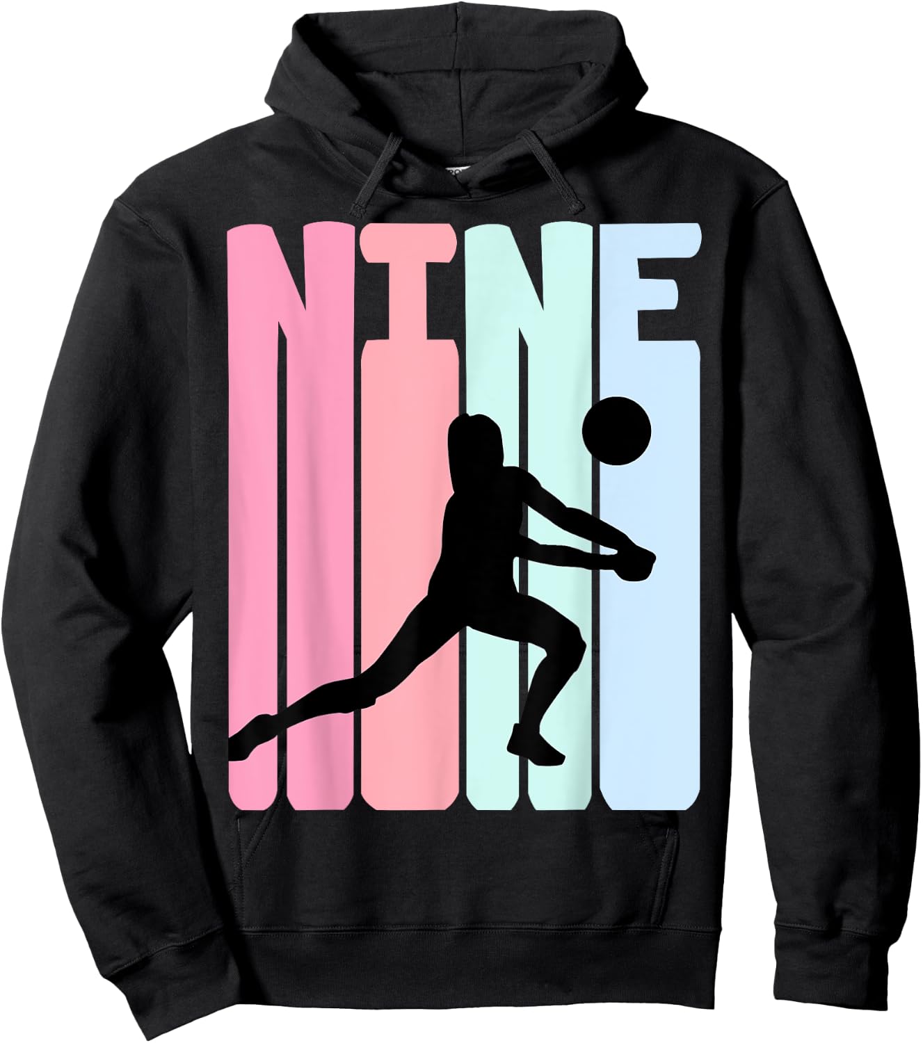9th Birthday Retro Volleyball Girl Player 9 Years Old Kids Hoodie - Hoodie | Black