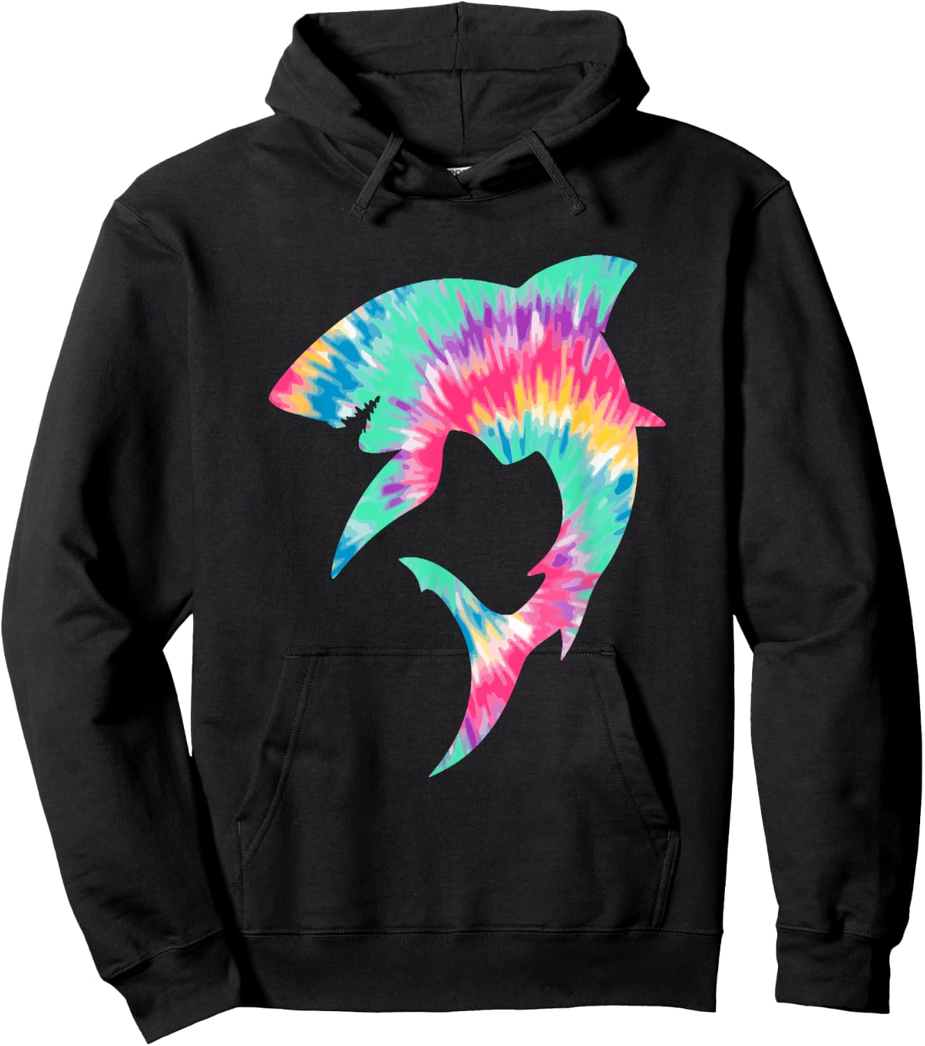 Shark Lover Shark Tie Dye Y2K Aesthetic Retro Groovy Fishing Hoodie - Hoodie | Black