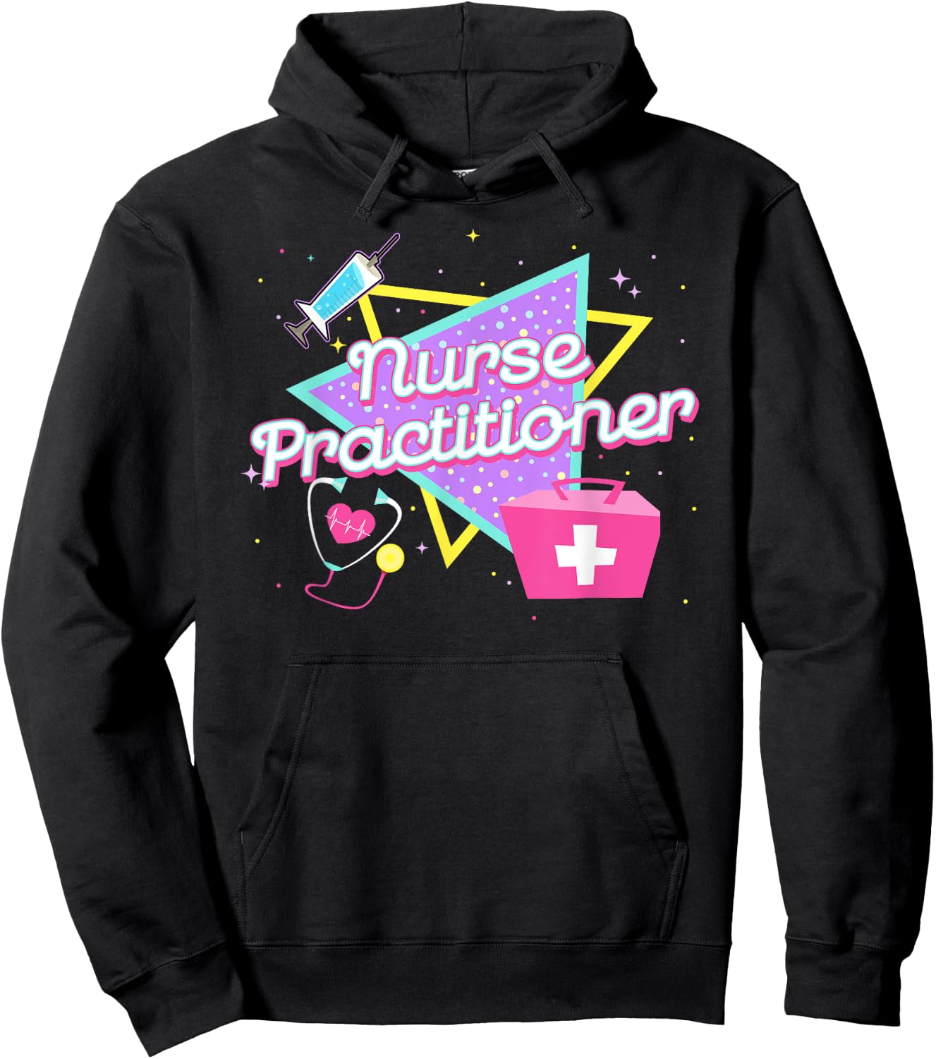 90s Retro Style Nurse Practitioner Shirts Nurse Hoodie - Hoodie | Black