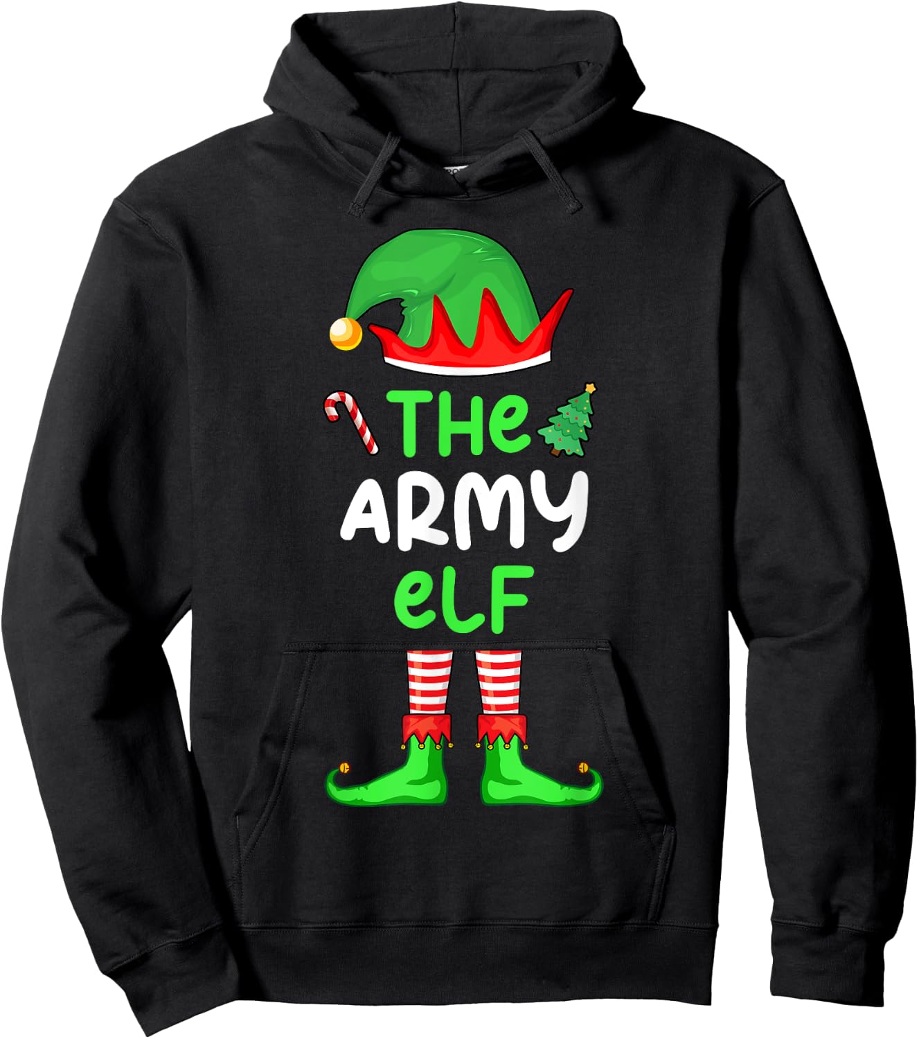 I'm The Army Elf Christmas Funny Family Matching Pajama Hoodie - Hoodie | Black