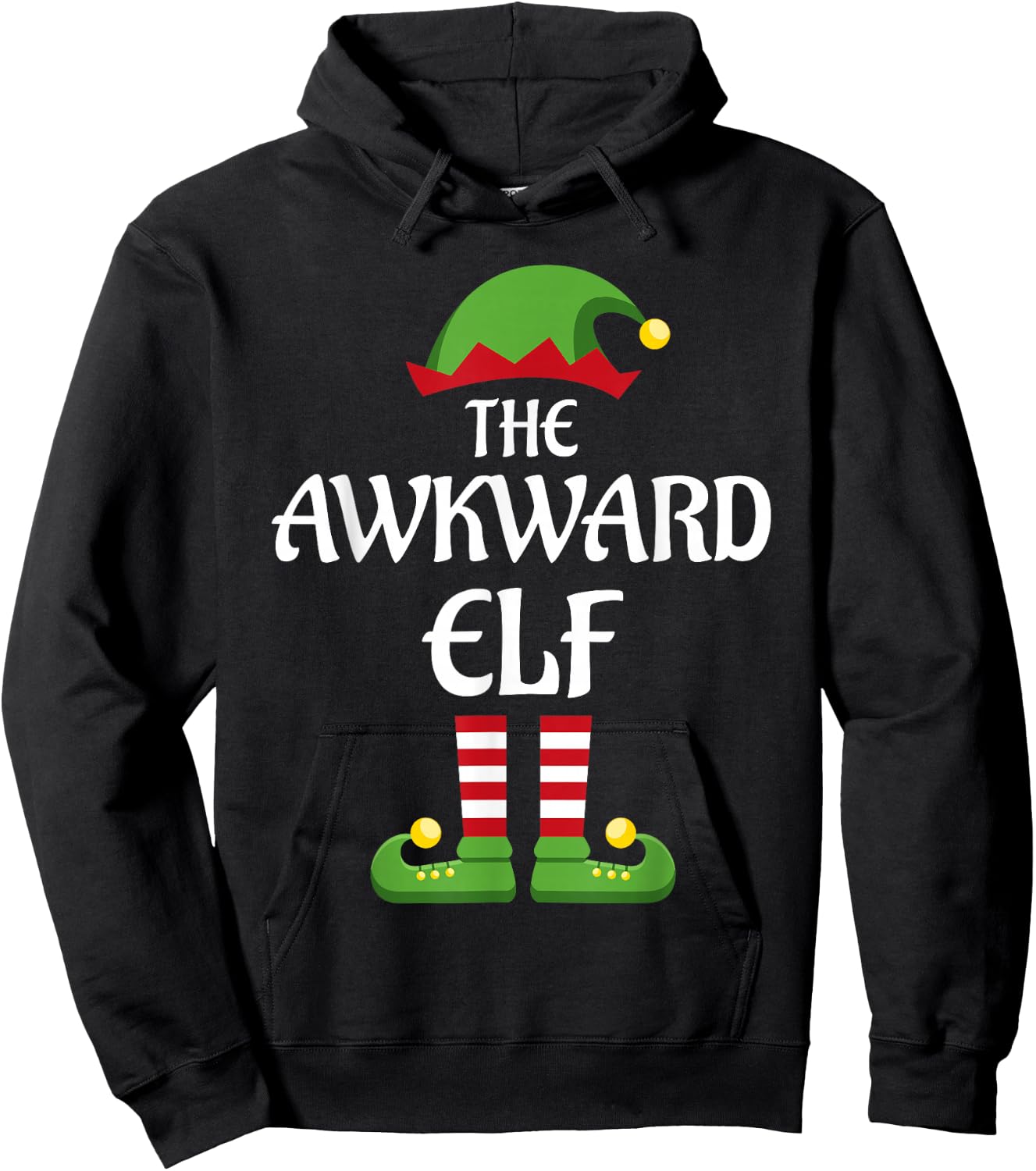 Awkward Elf Family Matching Group Christmas Hoodie - Hoodie | Black