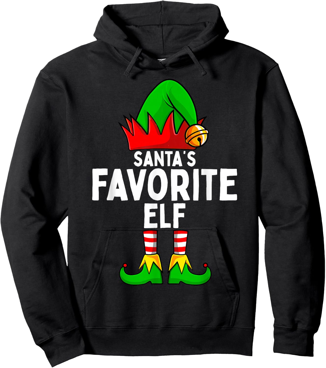 Santa's Favorite Elf Matching Family Christmas Hoodie - Hoodie | Black