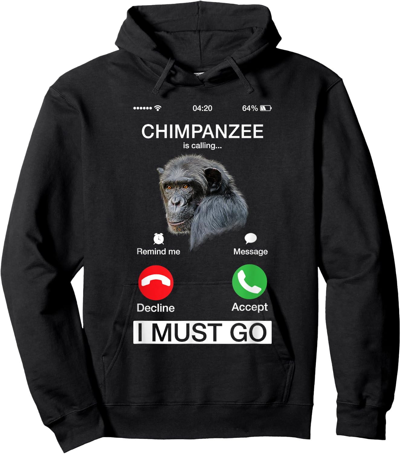 Chimpanzee Is Calling Art Monkey Chimp Ape Animal Novelty Hoodie - Hoodie | Black