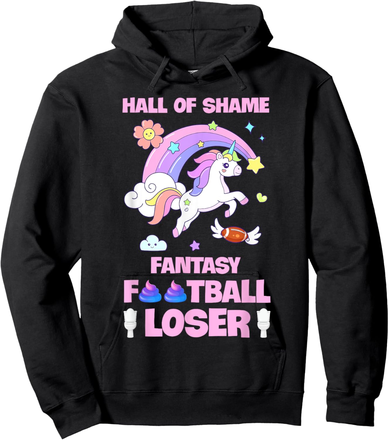 Hall Of Shame Fantasy Football Loser Unicorn Last Place Hoodie - Hoodie | Black