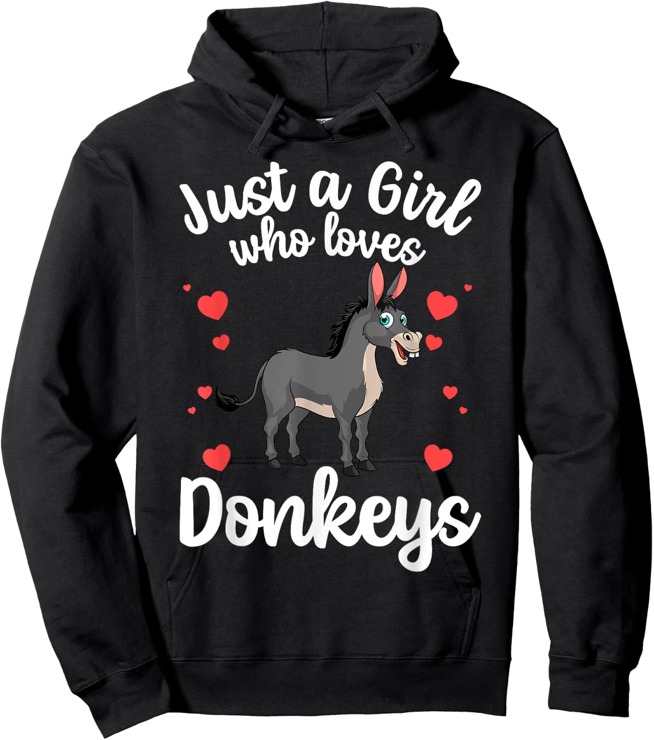 Cute Donkey Design For Girls Women Donkey Lover Foal Animal Hoodie - Hoodie | Black