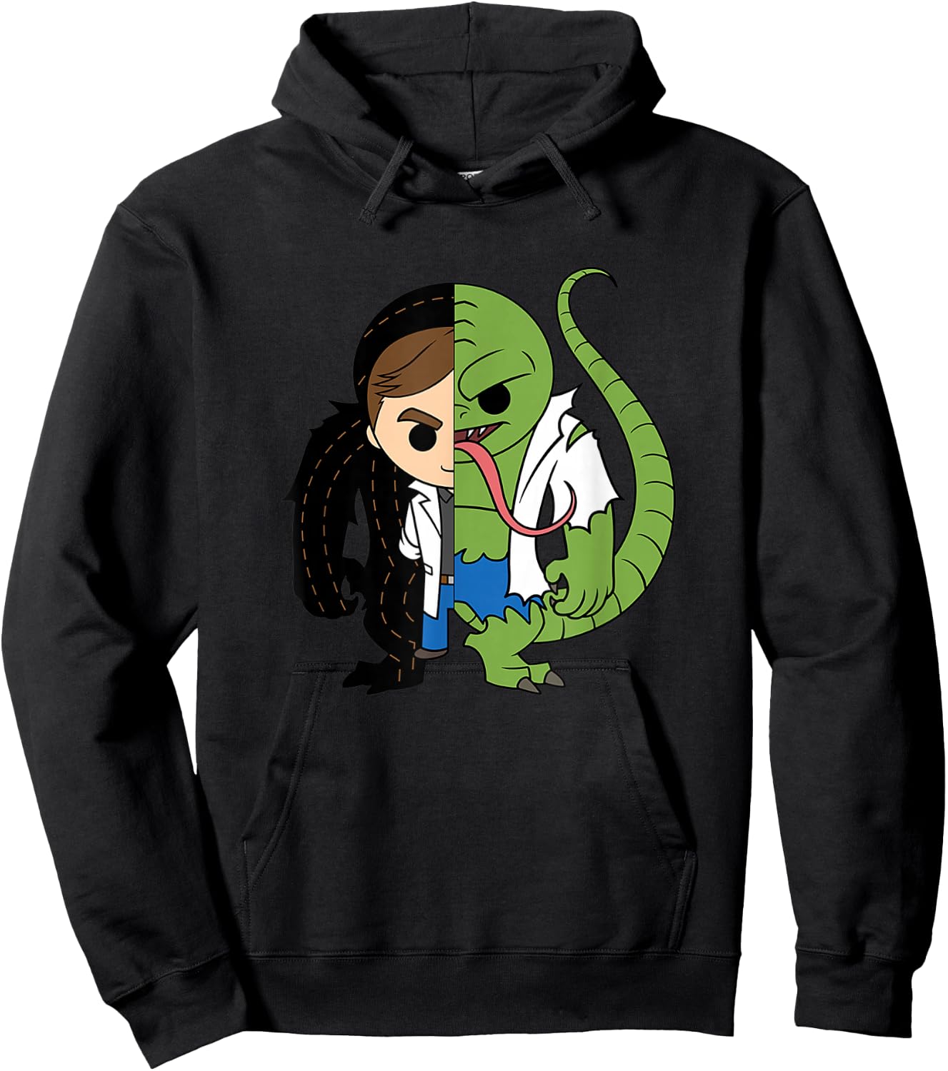 Marvel Comics Retro Classic Lizard Dr. Connors Chibi Style Hoodie - Hoodie | Black