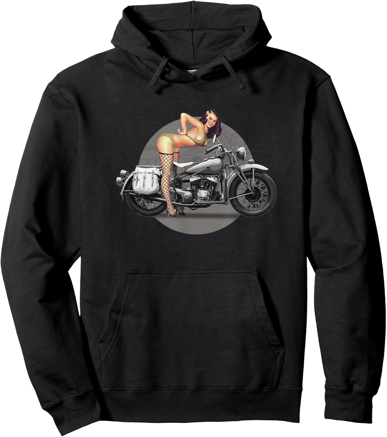 Pin-up Girl Classic Motorcycle Retro WW2 Hoodie - Hoodie | Black