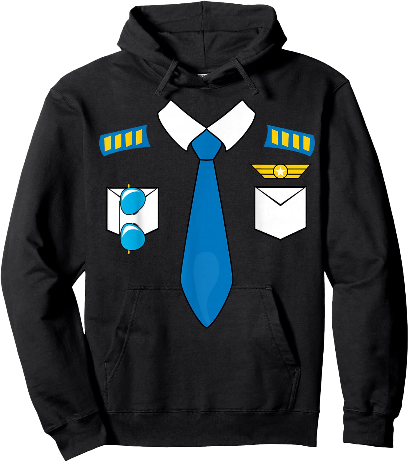 Pilot Uniform Costume Airplane Aviator Aviation Halloween Hoodie - Hoodie | Black
